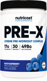 Nutricost envase frontal Blue Raspberry mostrando diseño y dosis claras