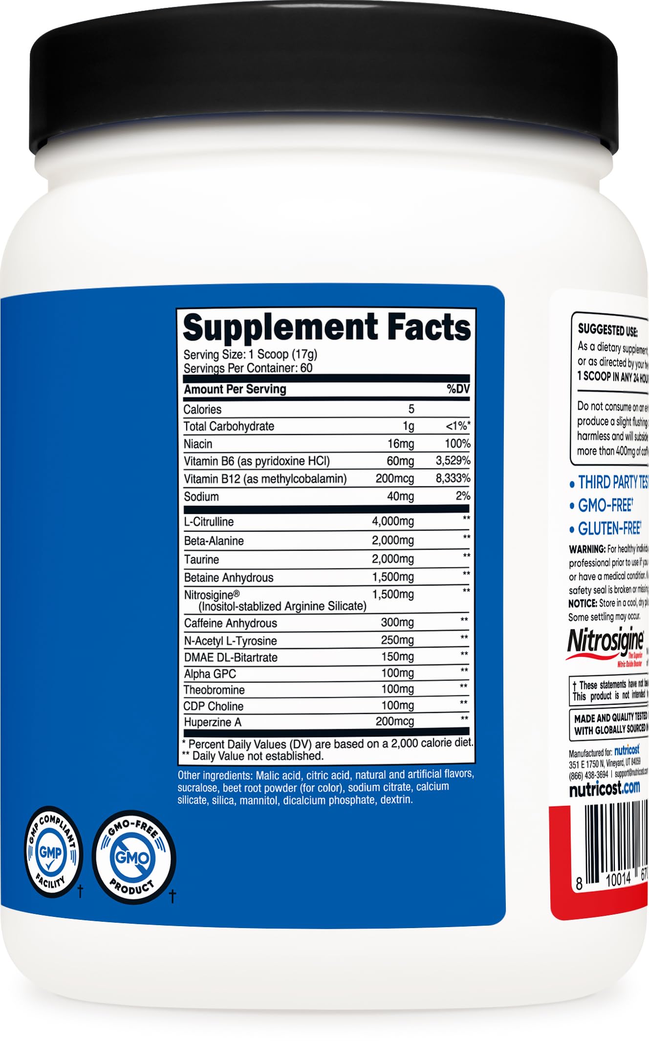 Atleta en gimnasio con Nutricost Pre-X Fruit Punch preparado, listo para entrenar