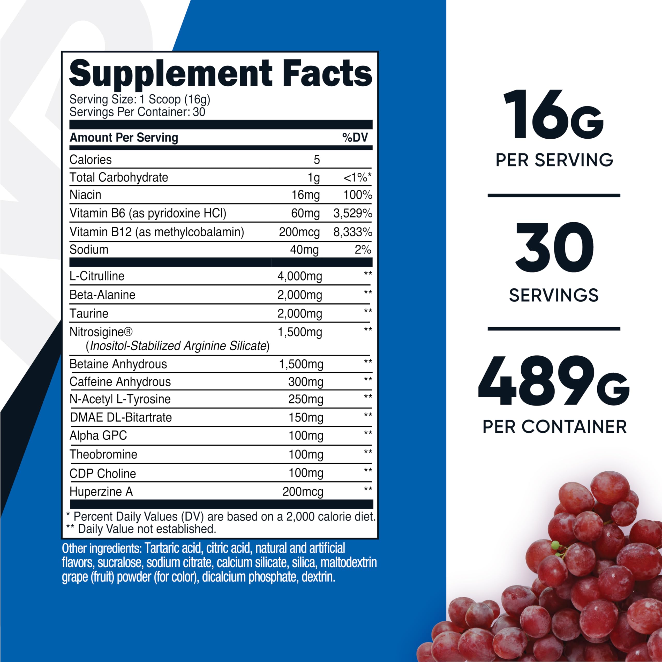 Nutricost textura del polvo uva para mezclar con agua
