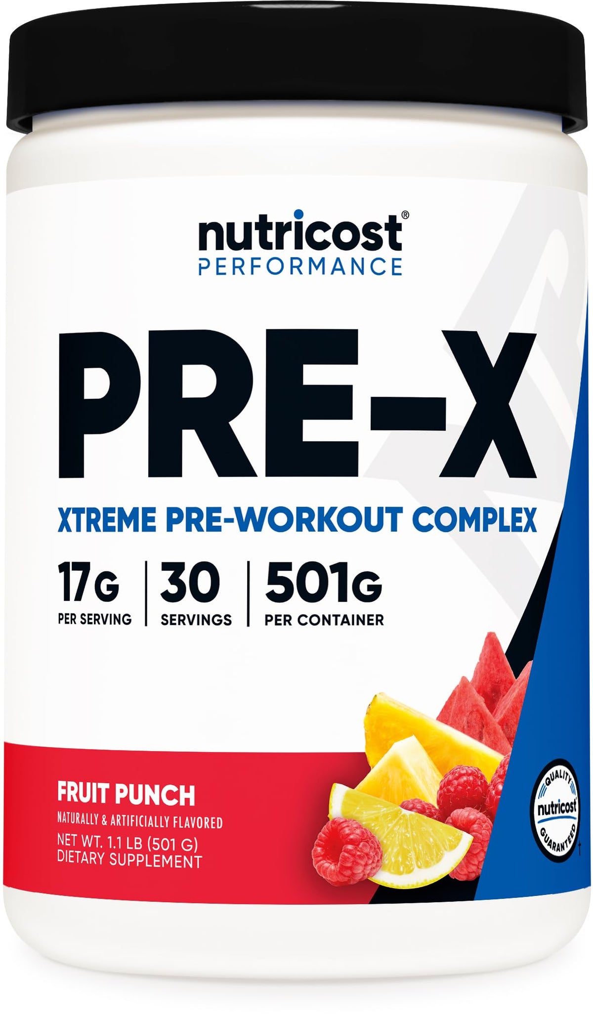 Nutricost envase frontal Fruit Punch mostrando diseño y contenido informativo