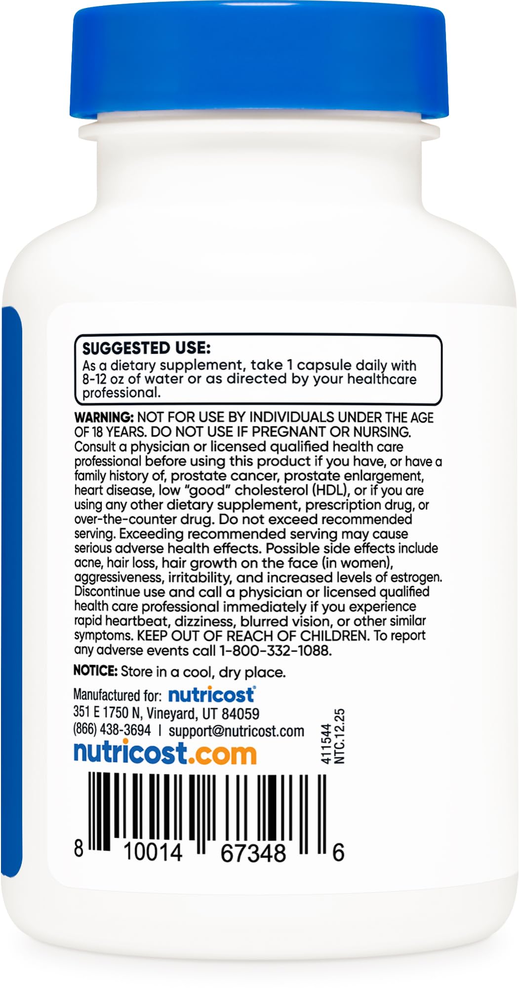 Nutricost etiqueta nutricional visible con datos de 50 mg y 120 porciones