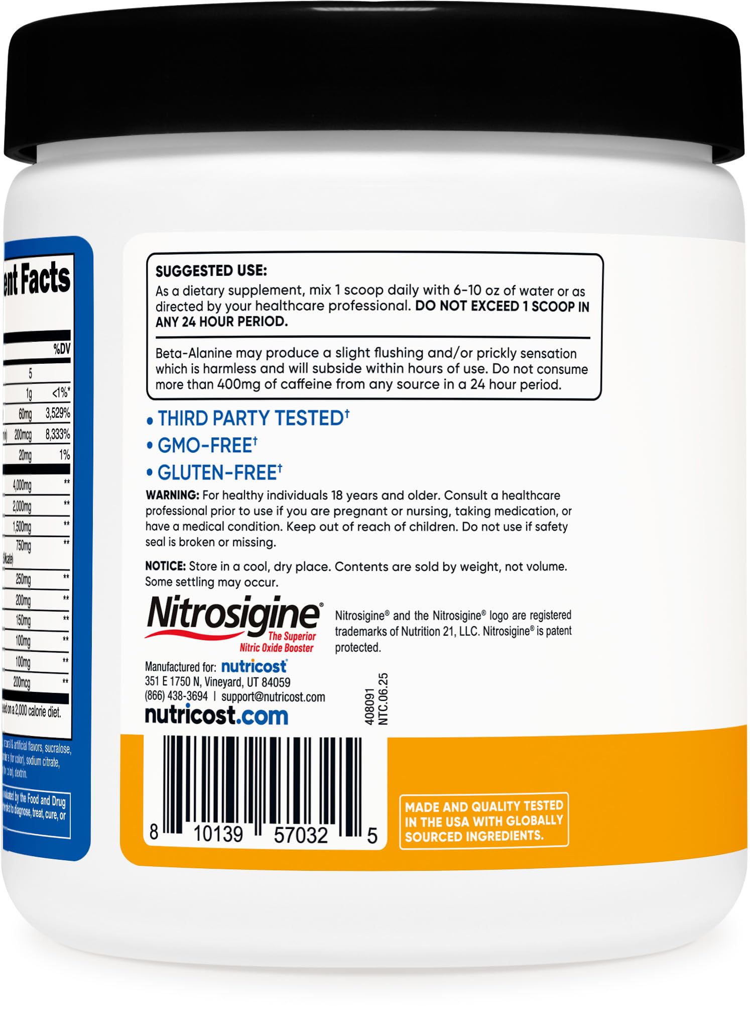 Nutricost cuchara y bote para comparar tamaño de servicio con claridad