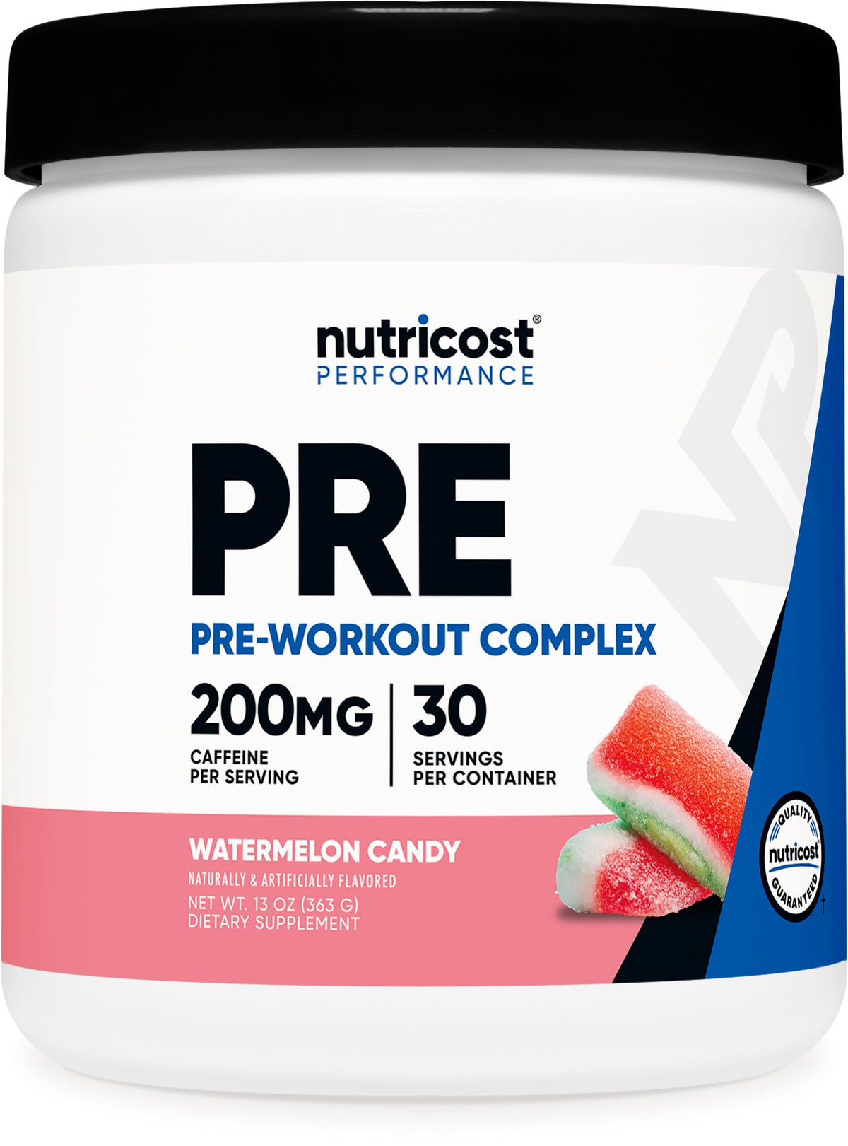 Nutricost frente del envase mostrando diseño y sabor Watermelon Candy, facilita elección
