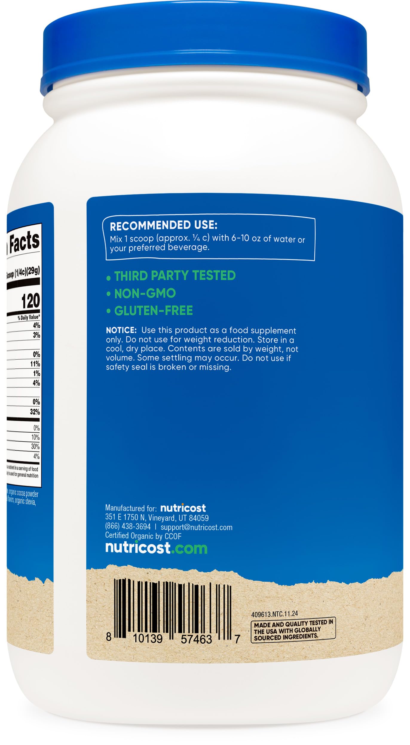 Nutricost batido de chocolate cremoso para recuperación y sabor