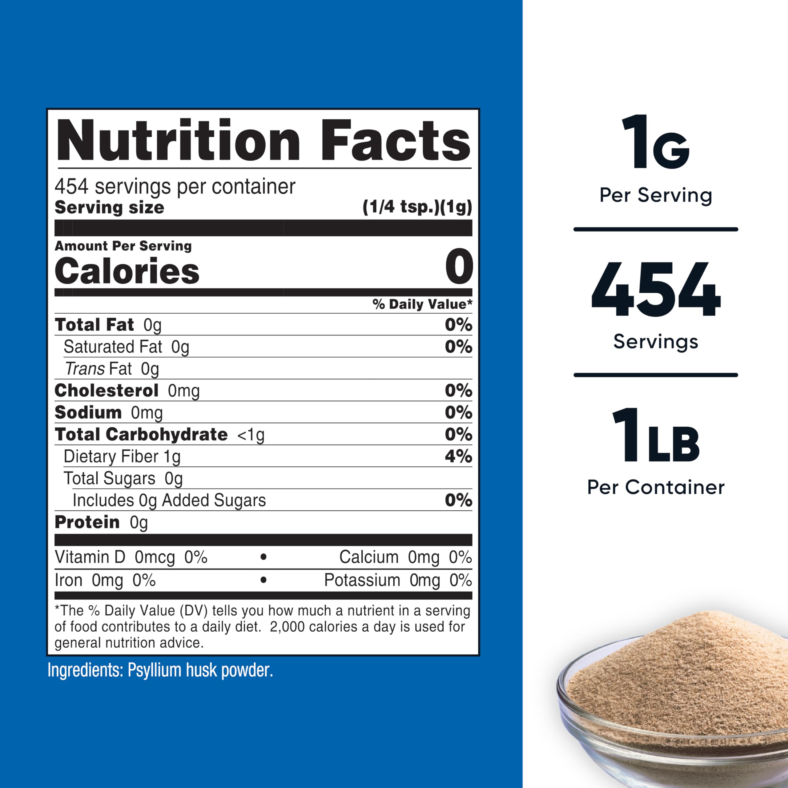Nutricost psyllium textura de polvo molido para mezclas homogéneas