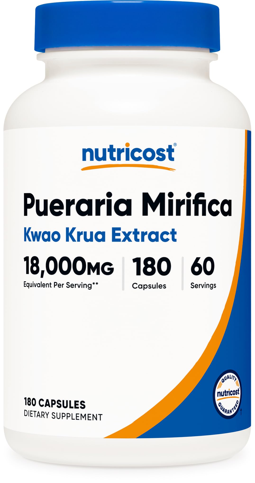 Nutricost envase frontal mostrando 180 cápsulas y etiquetas claras