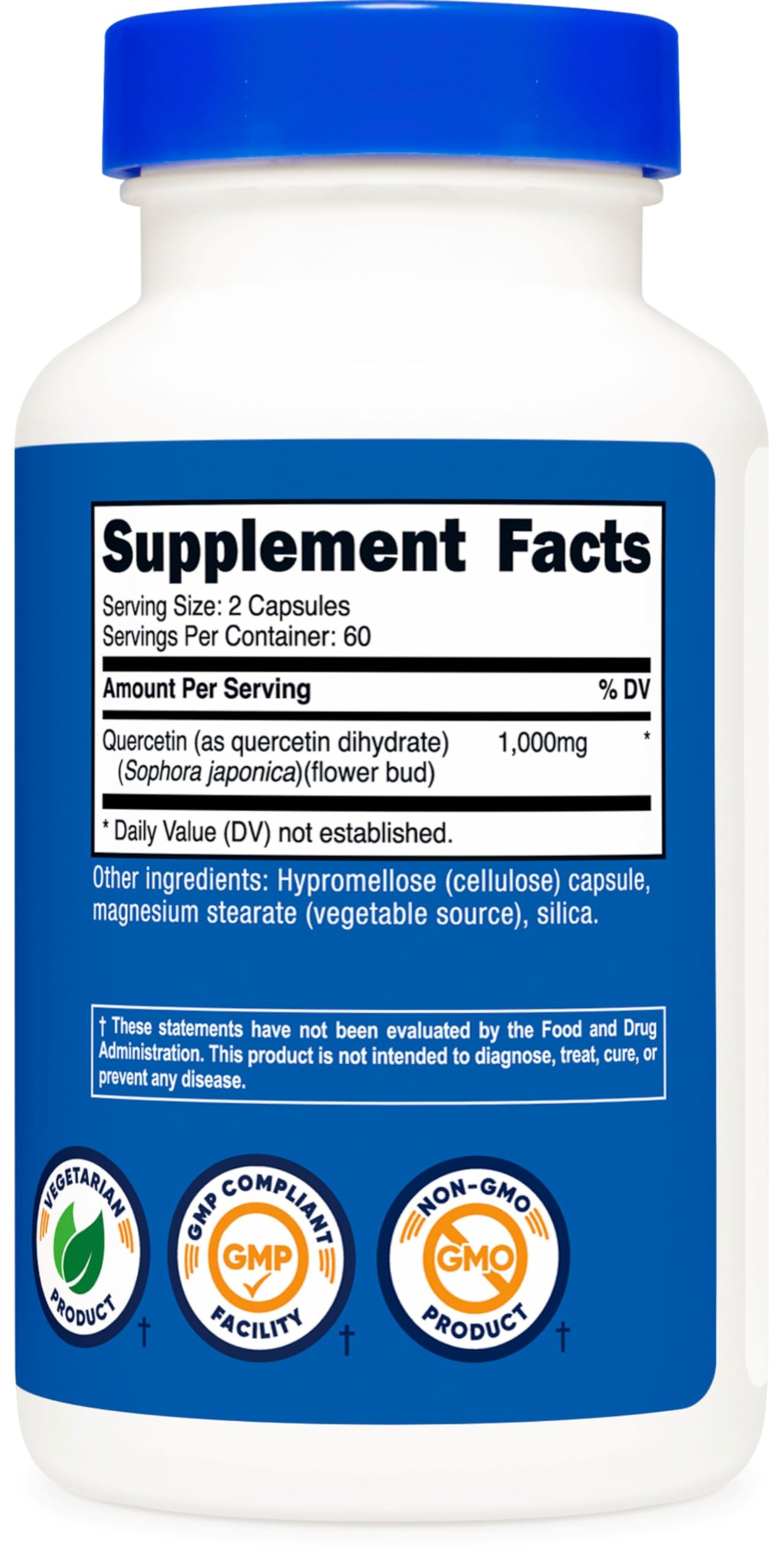 Nutricost quercetina etiqueta nutricional legible y lista de ingredientes