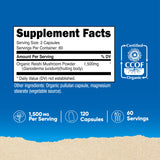 Nutricost etiqueta con sello CCOF destacando reishi orgánico y dosis clara