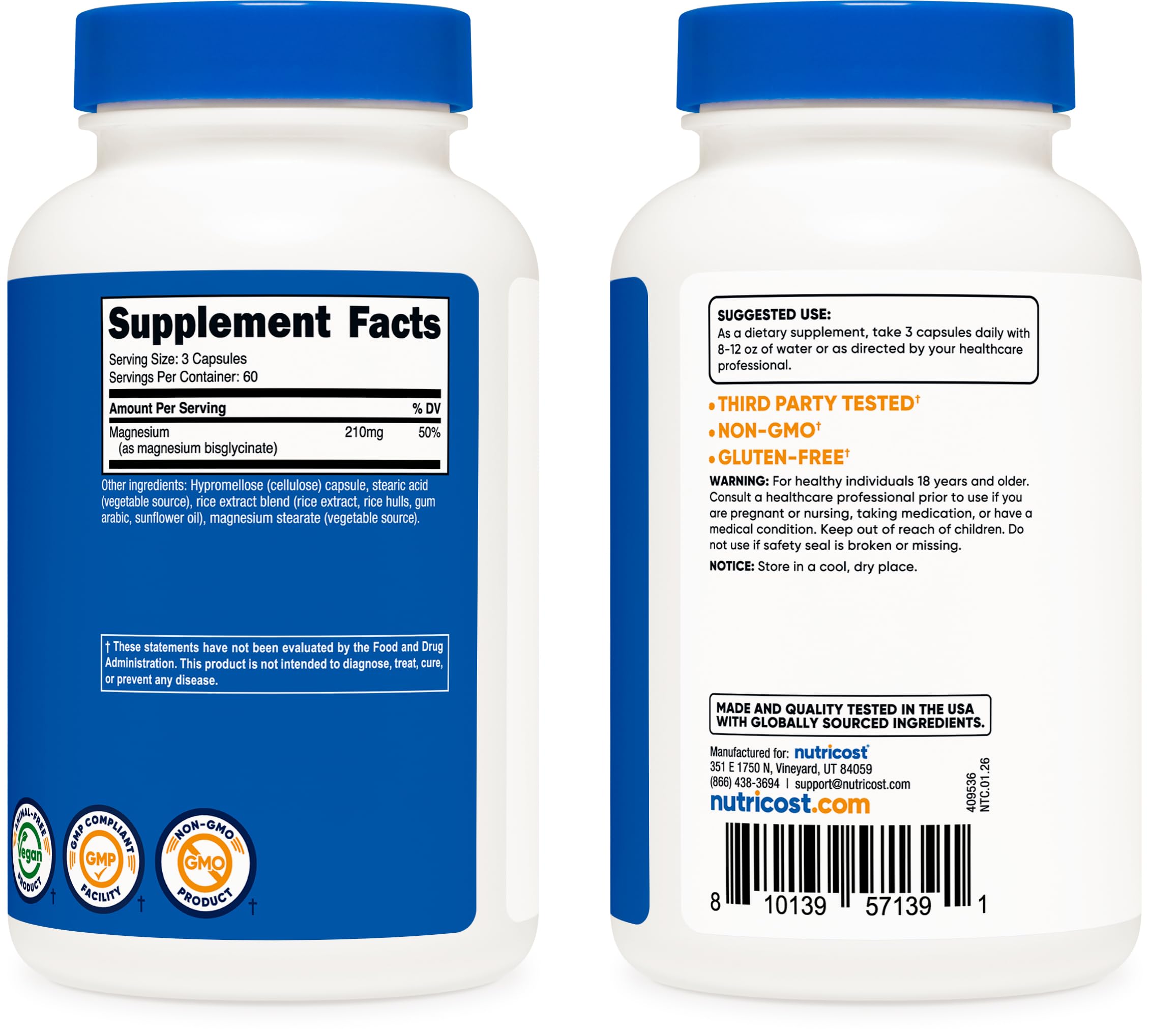 Nutricost etiqueta con información nutricional y dosis clara y fiable