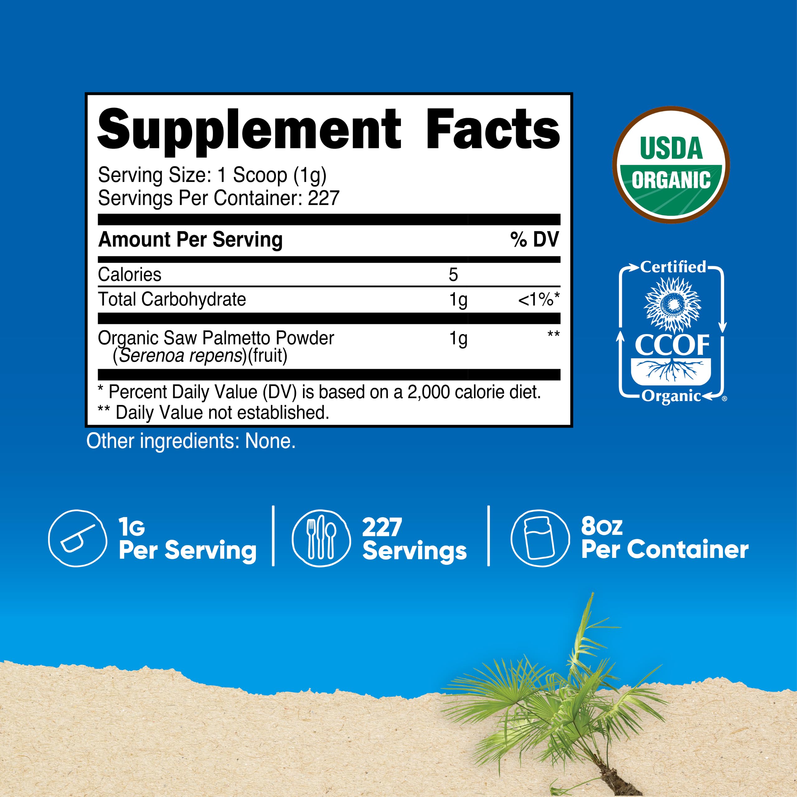 Nutricost textura del polvo de Saw Palmetto en detalle, fácil de mezclar