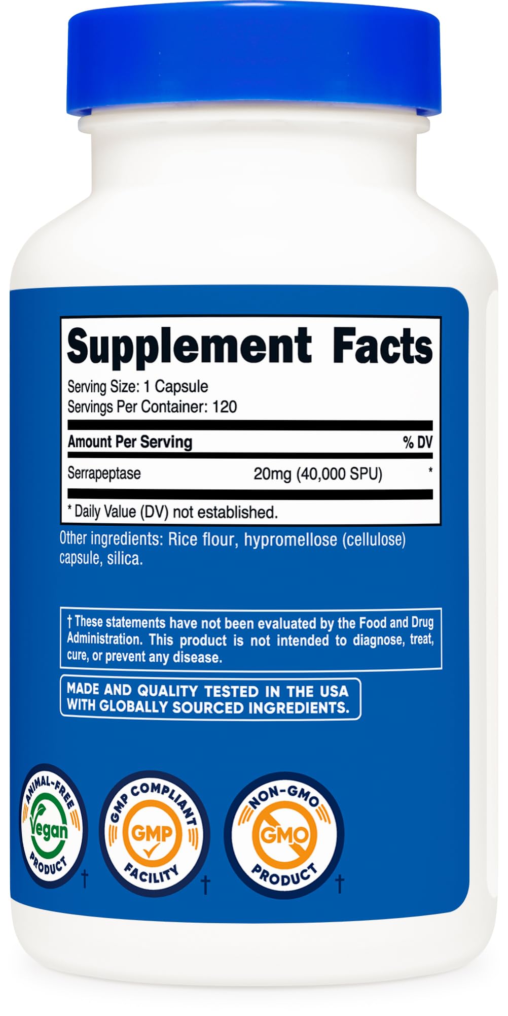 Nutricost serrapeptase estilo de vida frasco junto a objetos cotidianos para uso diario