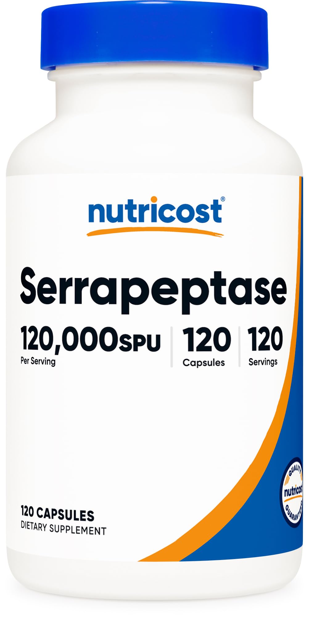 Nutricost frasco frontal con etiqueta clara y beneficio de concentración fuerte
