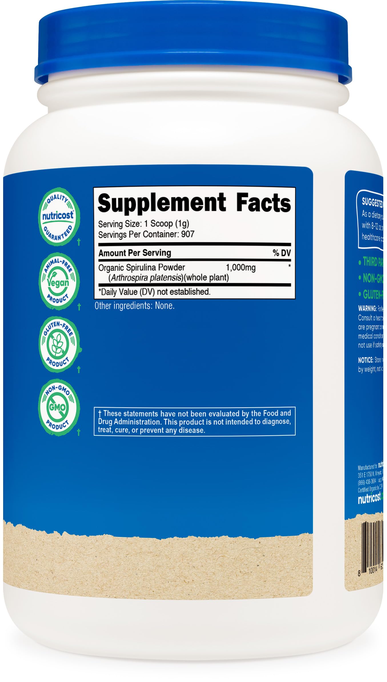 Nutricost spirulina en batido saludable para complementar dieta vegetal