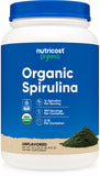 Nutricost spirulina orgánica envase frontal mostrando marca y cantidad