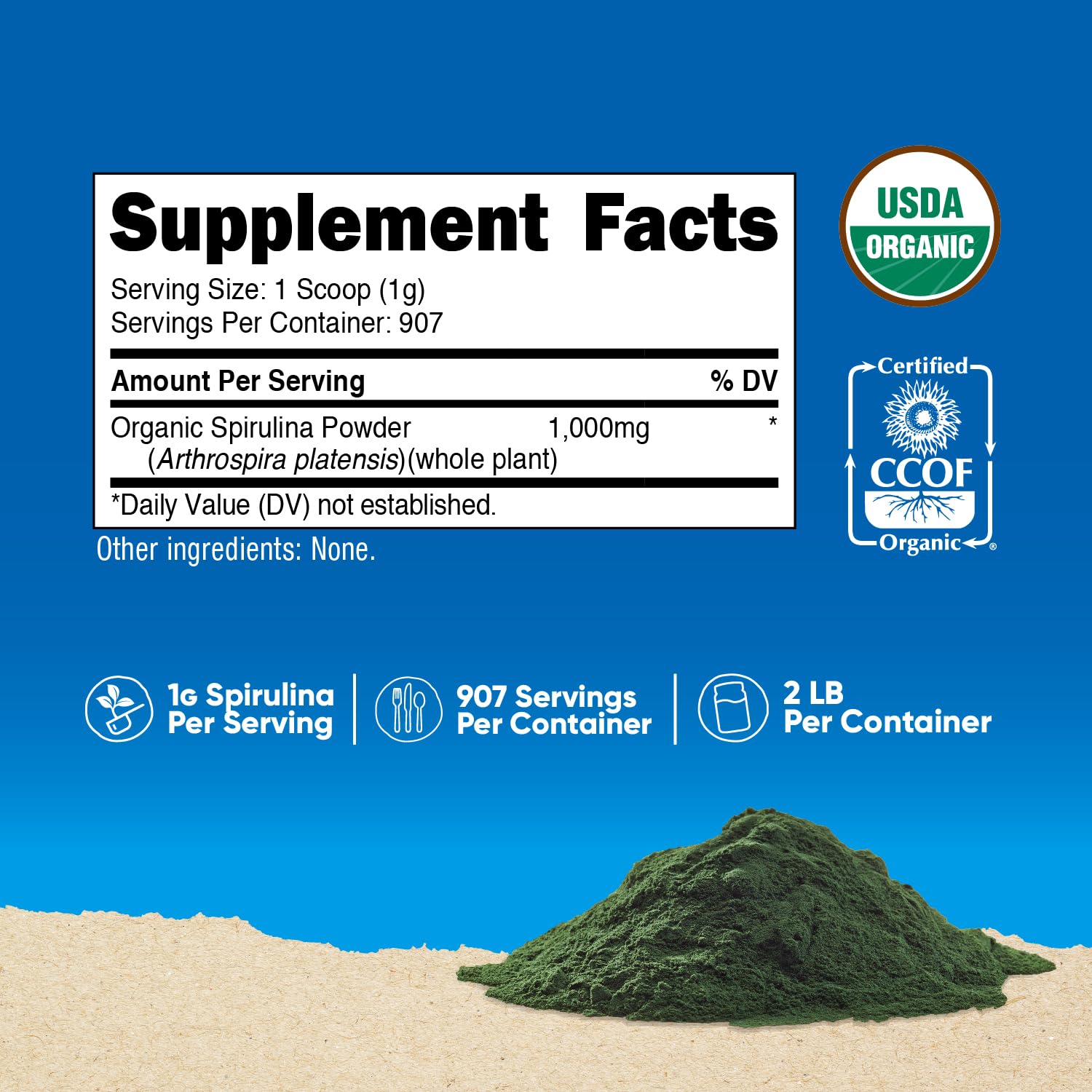 Nutricost spirulina textura de polvo verde puro para mezclar
