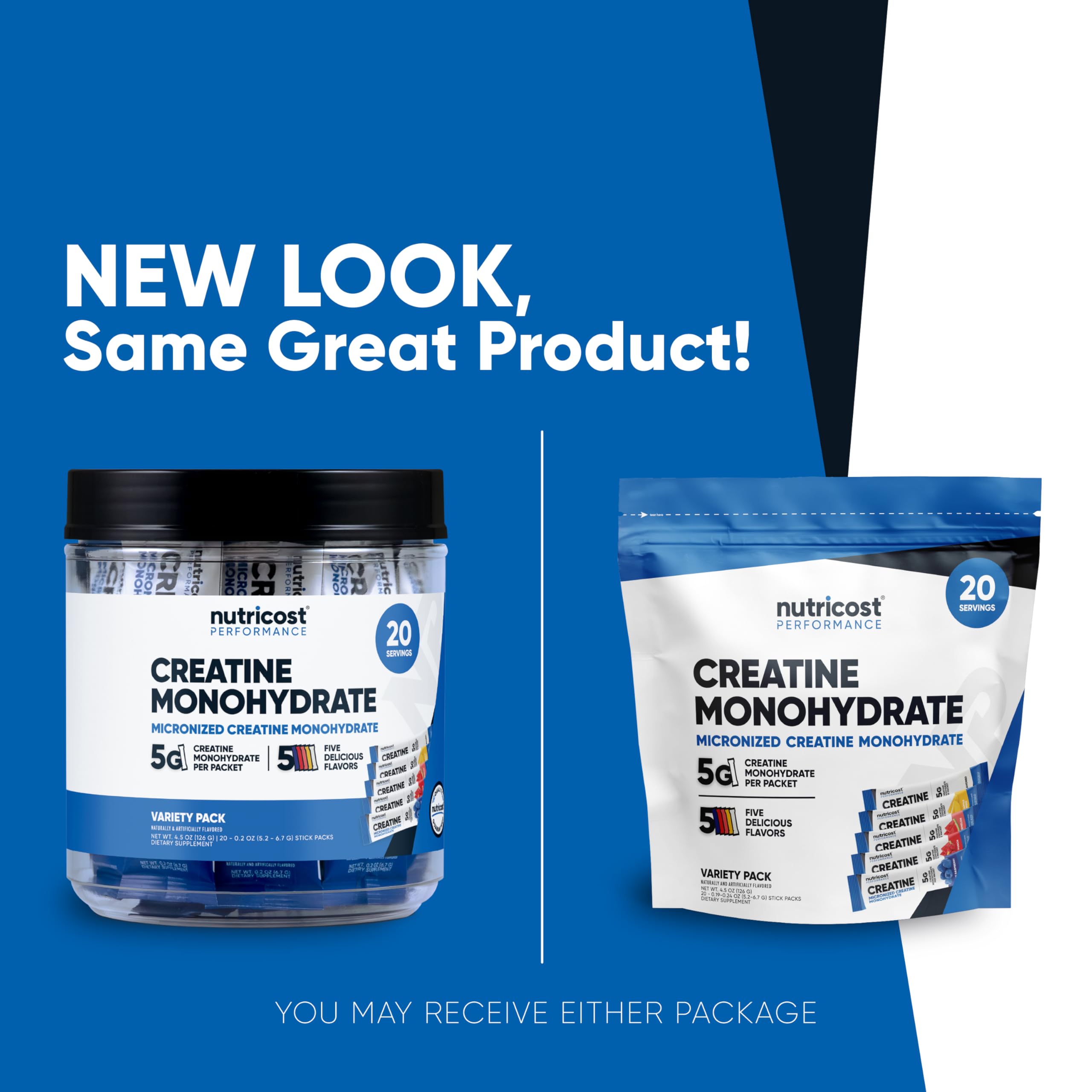Nutricost stickpack abierto vertido en vaso, mezcla instantánea práctica