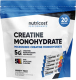 Nutricost stickpacks frente mostrando caja y sobres, fácil transporte