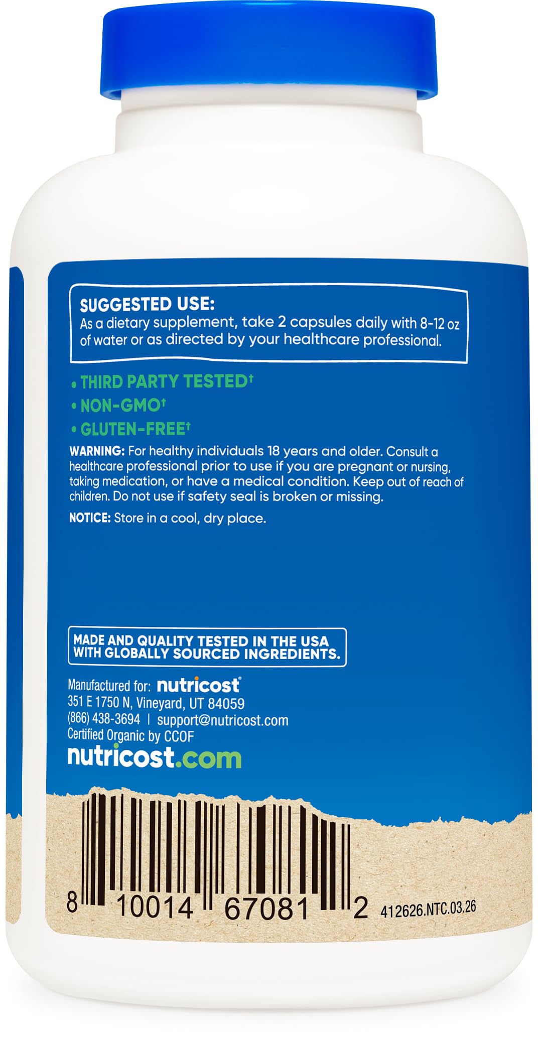 Nutricost primer plano de cápsula vegetal, pureza y textura visible