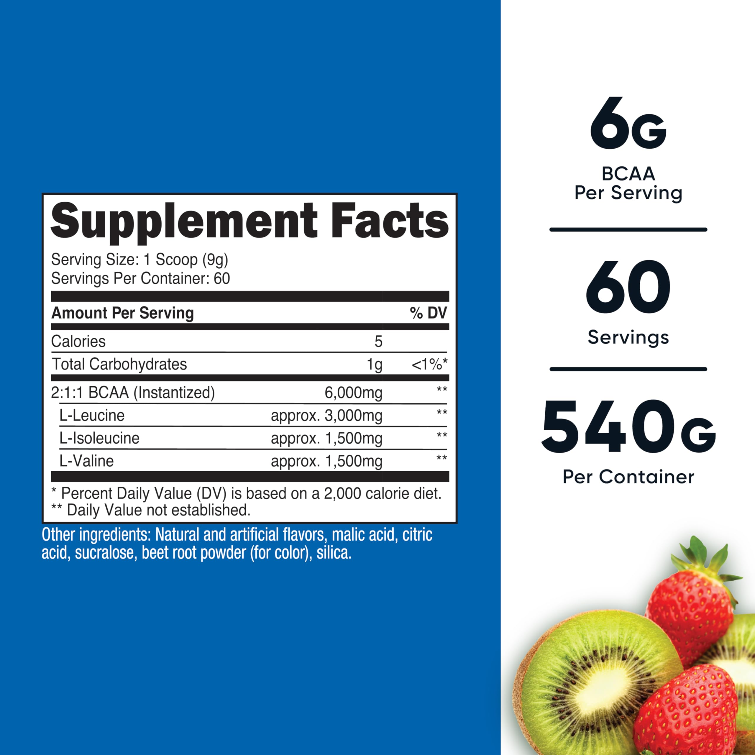 Nutricost textura del polvo BCAA que se mezcla fácilmente y sabe afrutado