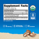 Nutricost textura de polvo de shiitake en primer plano para mezclar fácilmente