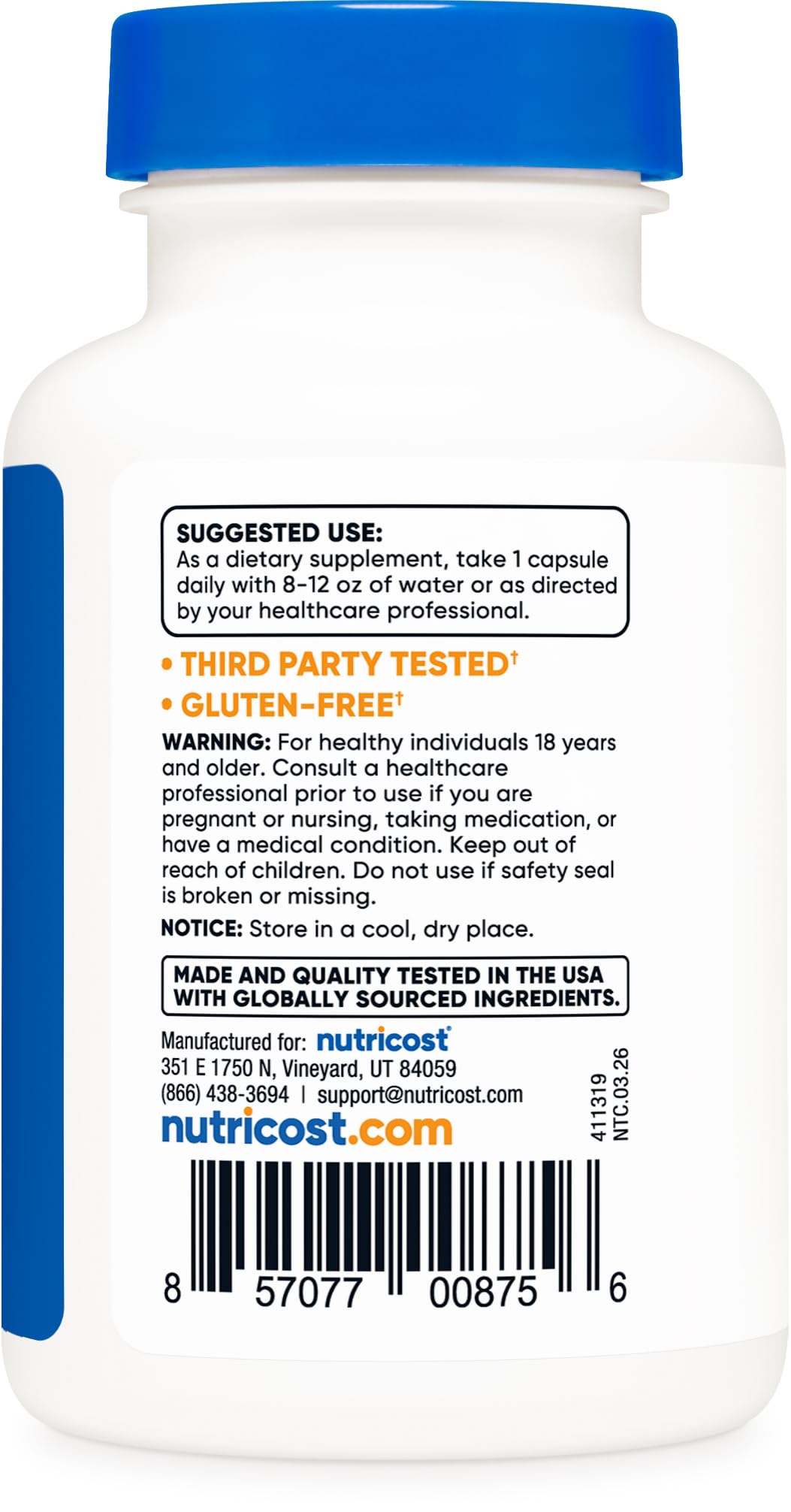 Nutricost primer plano de cápsula mostrando textura y calidad