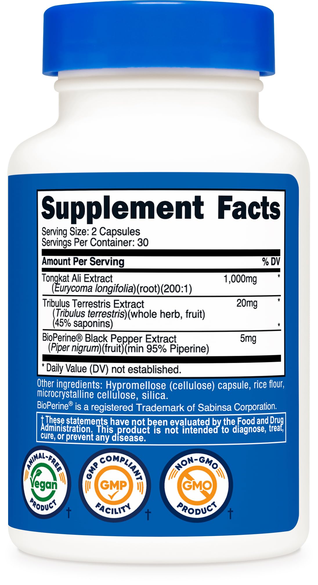 Nutricost etiqueta con ingredientes y certificaciones visibles