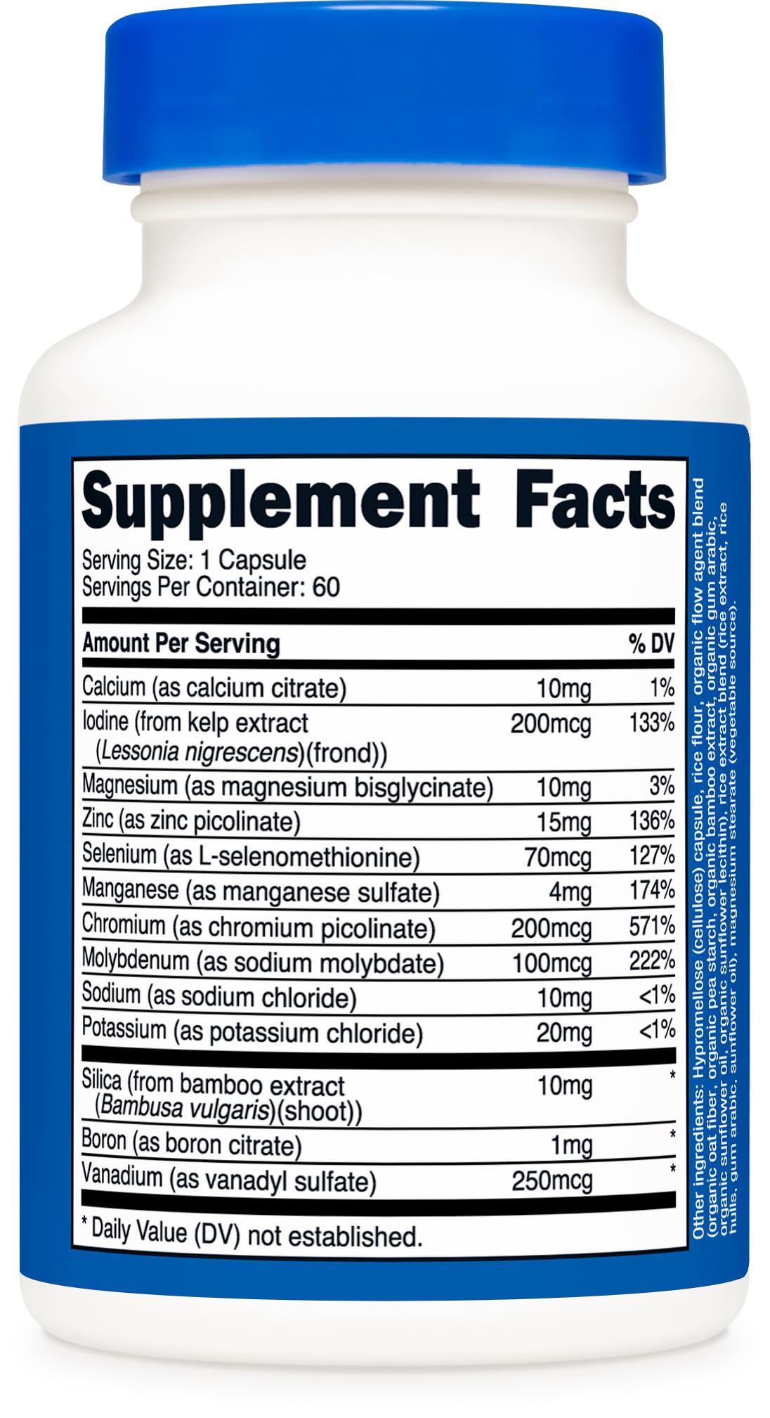Nutricost etiqueta con lista de ingredientes y certificaciones de calidad