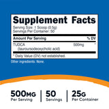 Nutricost Tudca textura en primer plano que evidencia pureza y calidad