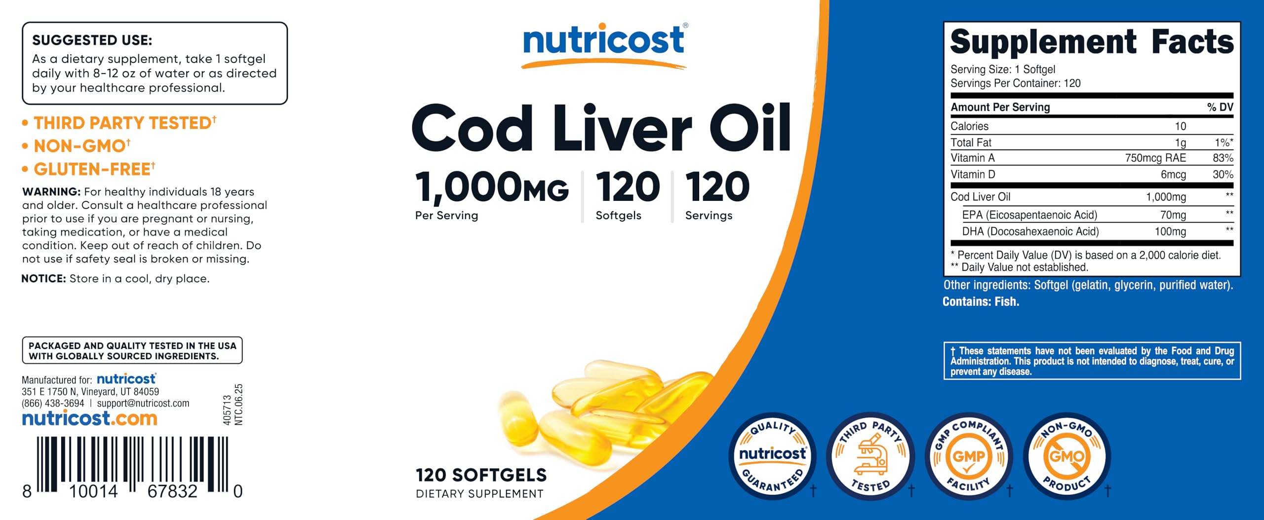 Nutricost cápsula junto a desayuno mostrando toma fácil con alimentos