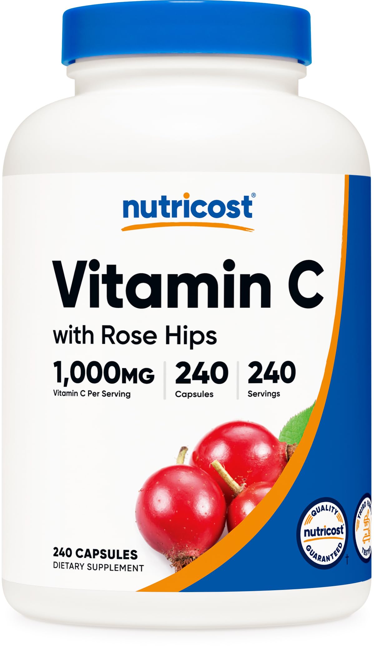 Nutricost frasco frontal mostrando etiqueta clara y beneficio de alta dosis