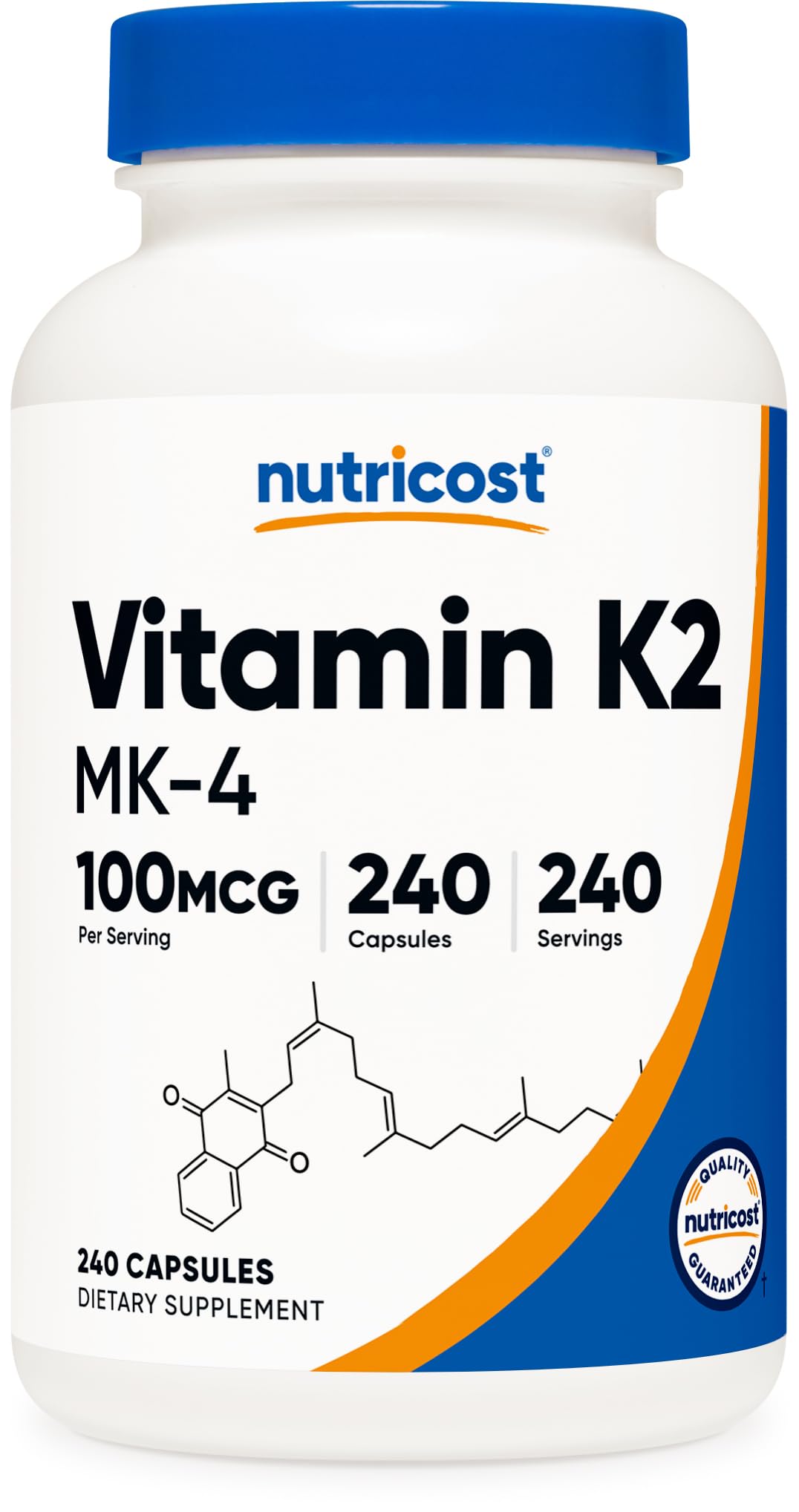 Nutricost frasco frontal mostrando 240 cápsulas y etiqueta clara