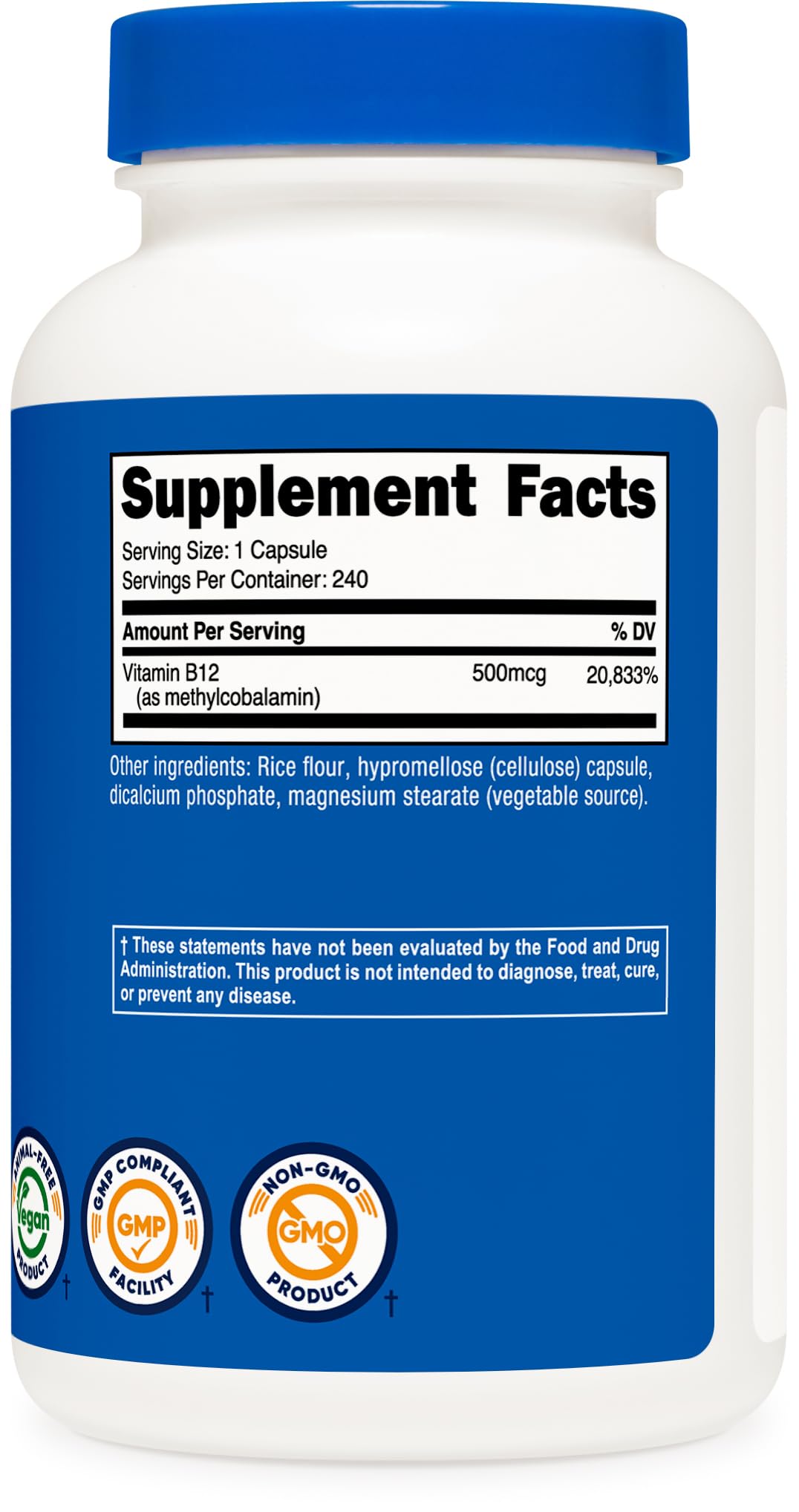 Nutricost etiqueta con información nutricional y certificaciones de calidad