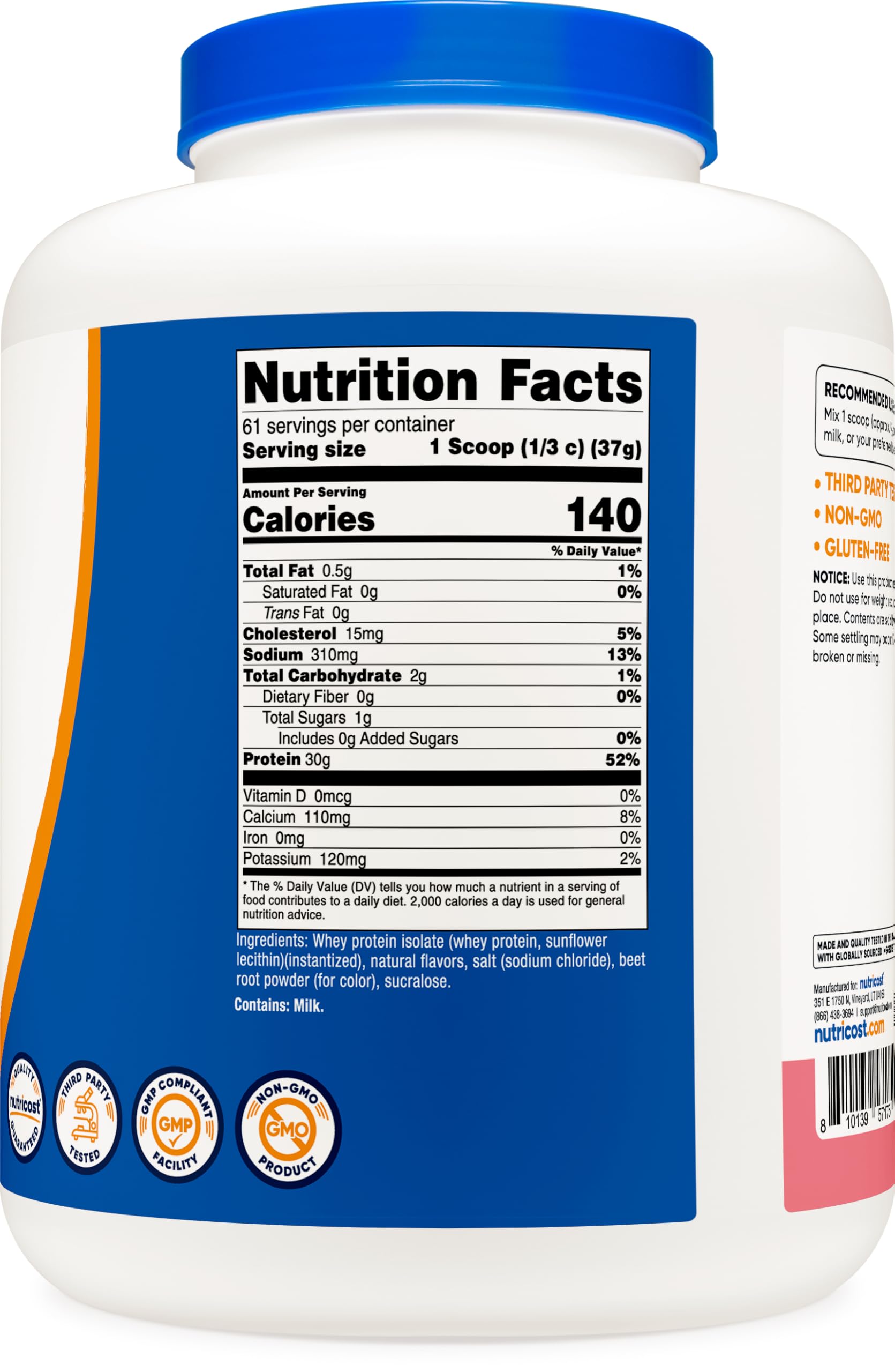 Nutricost comparación de tamaño del envase para economía