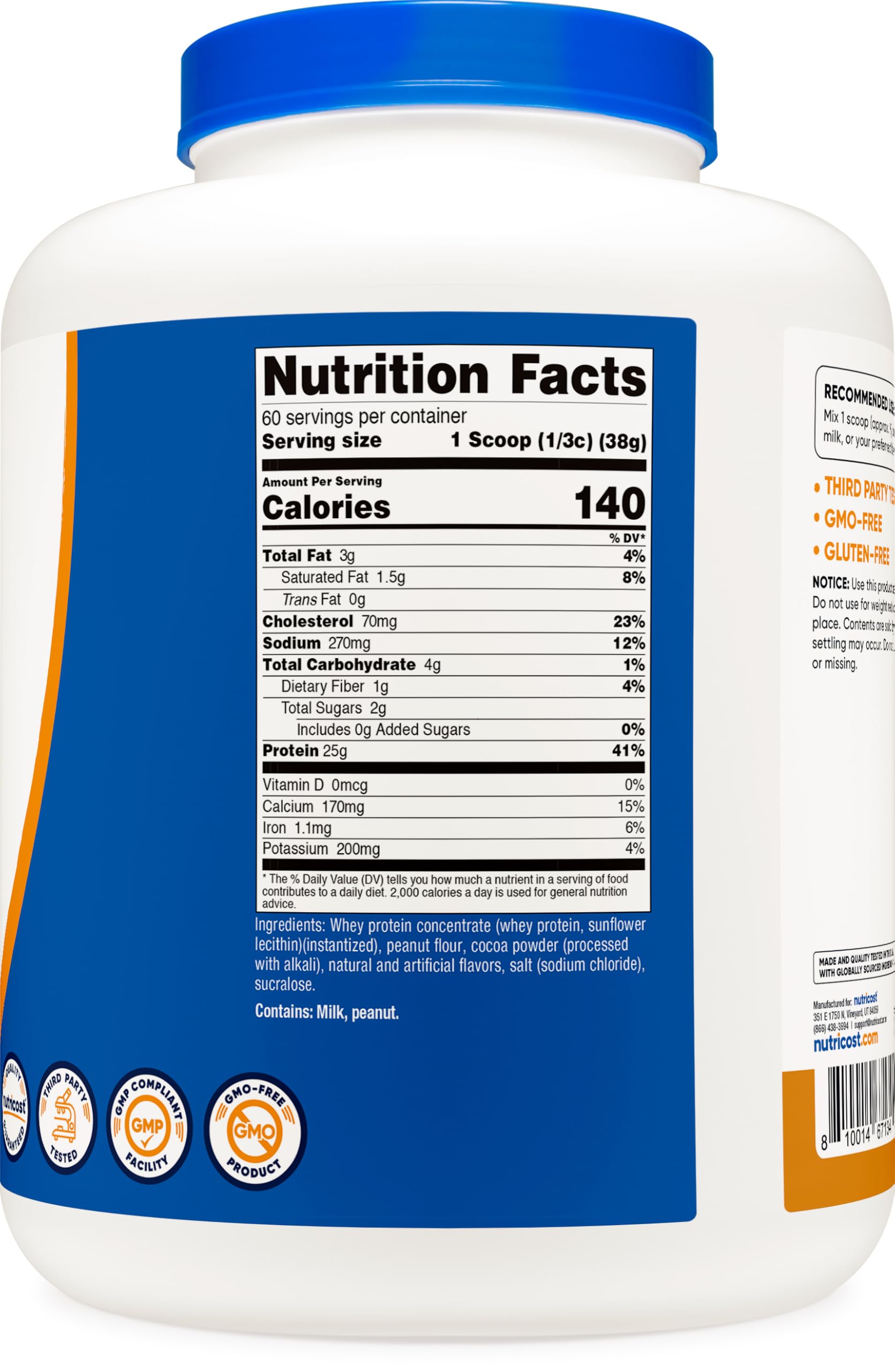 Etiqueta nutricional de Nutricost Whey con información clara de ingredientes