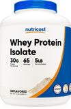 Nutricost envase frontal mostrando 5 lbs y etiqueta clara, ideal para cantidad
