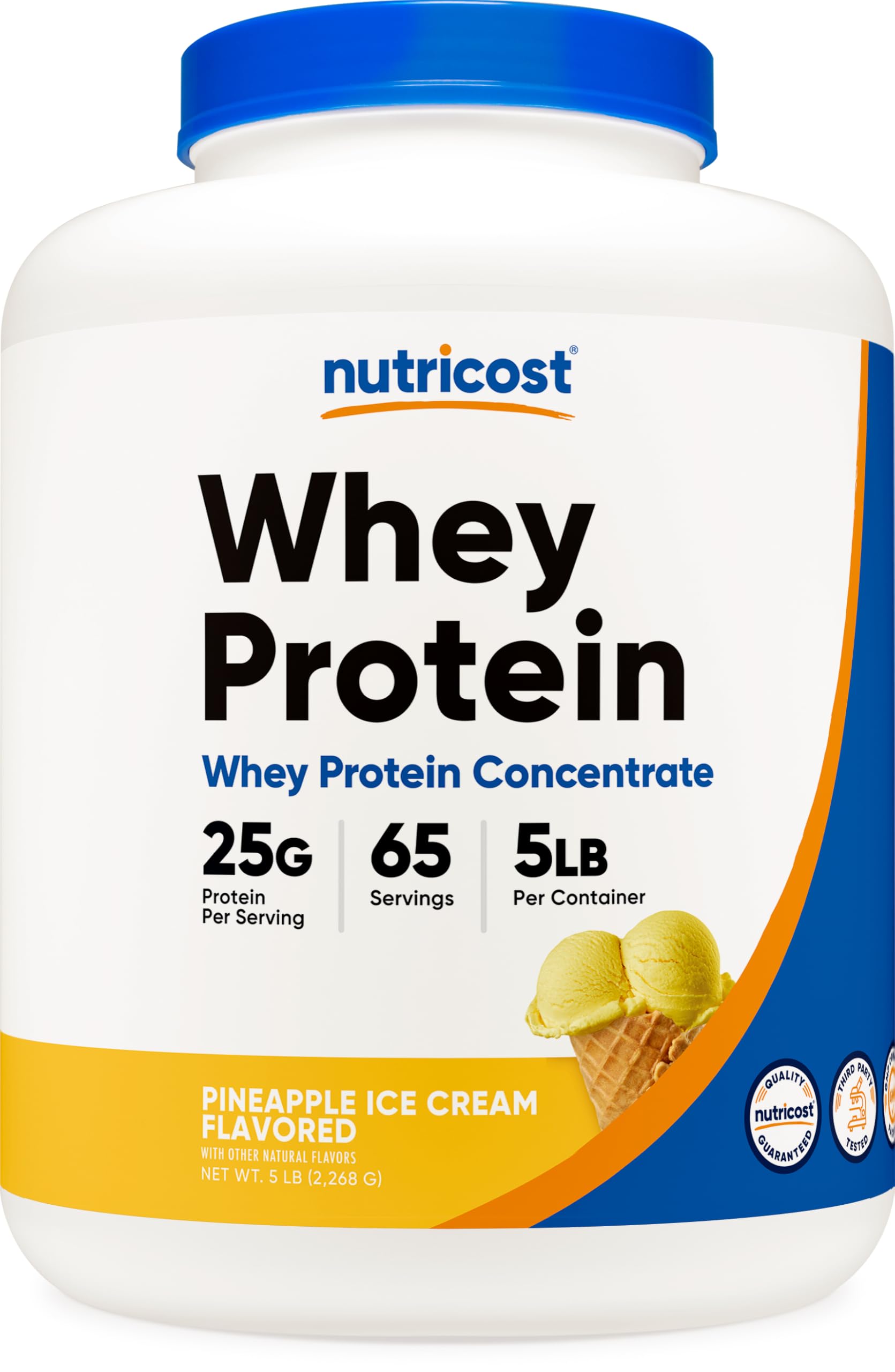 Nutricost envase frontal sabor piña mostrando tamaño y beneficio de suministro prolongado
