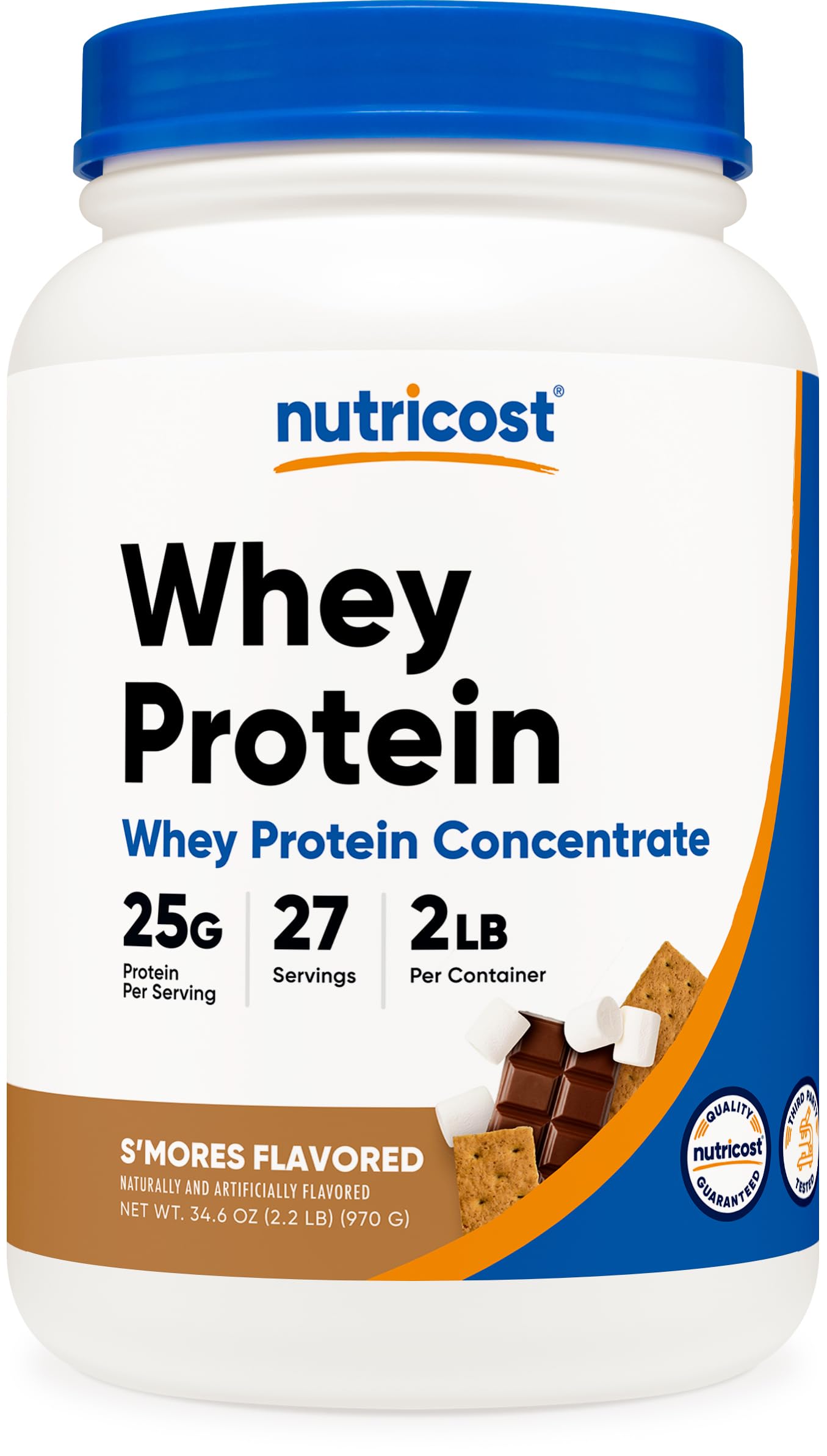 Nutricost Whey S'mores envase frontal mostrando marca y tamaño