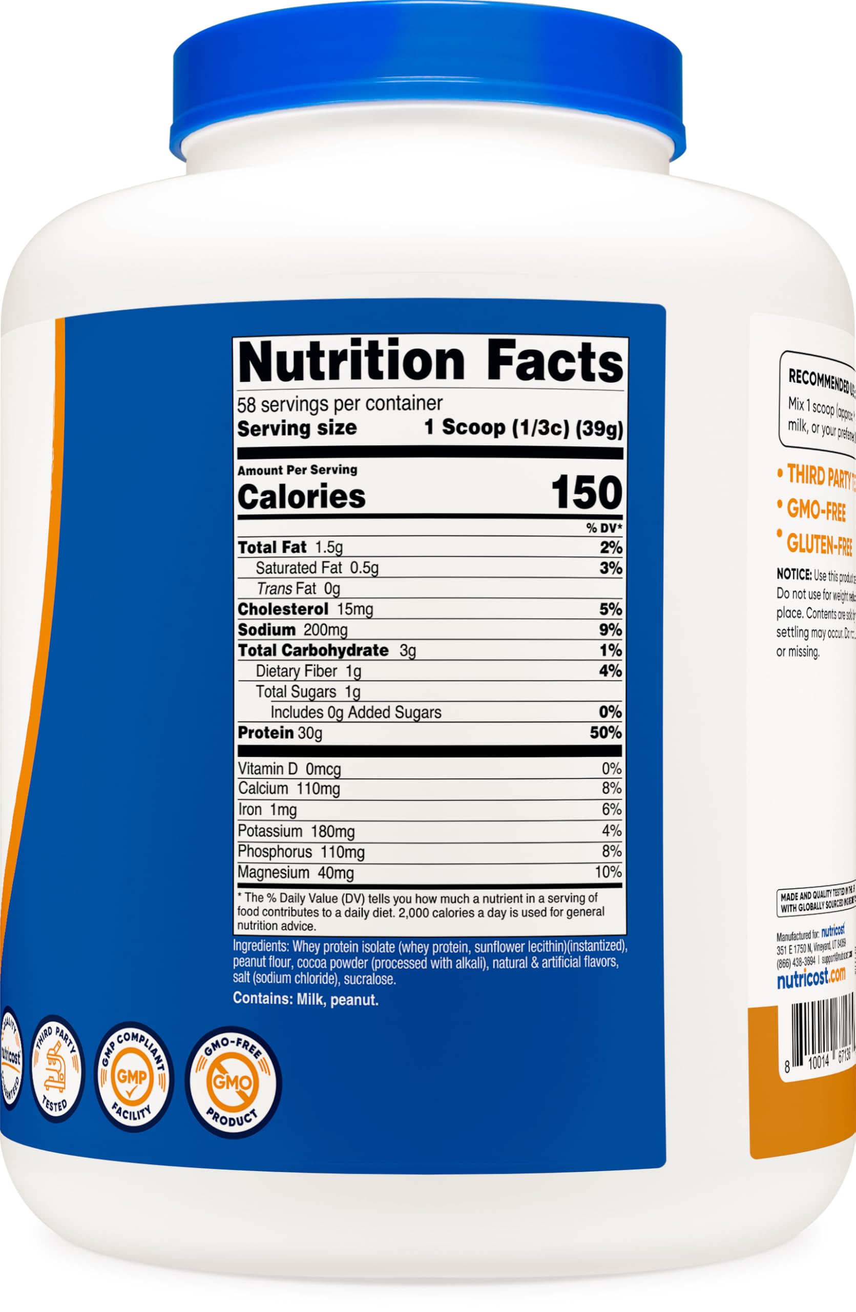Nutricost 5LB comparado con objetos para tamaño y porciones