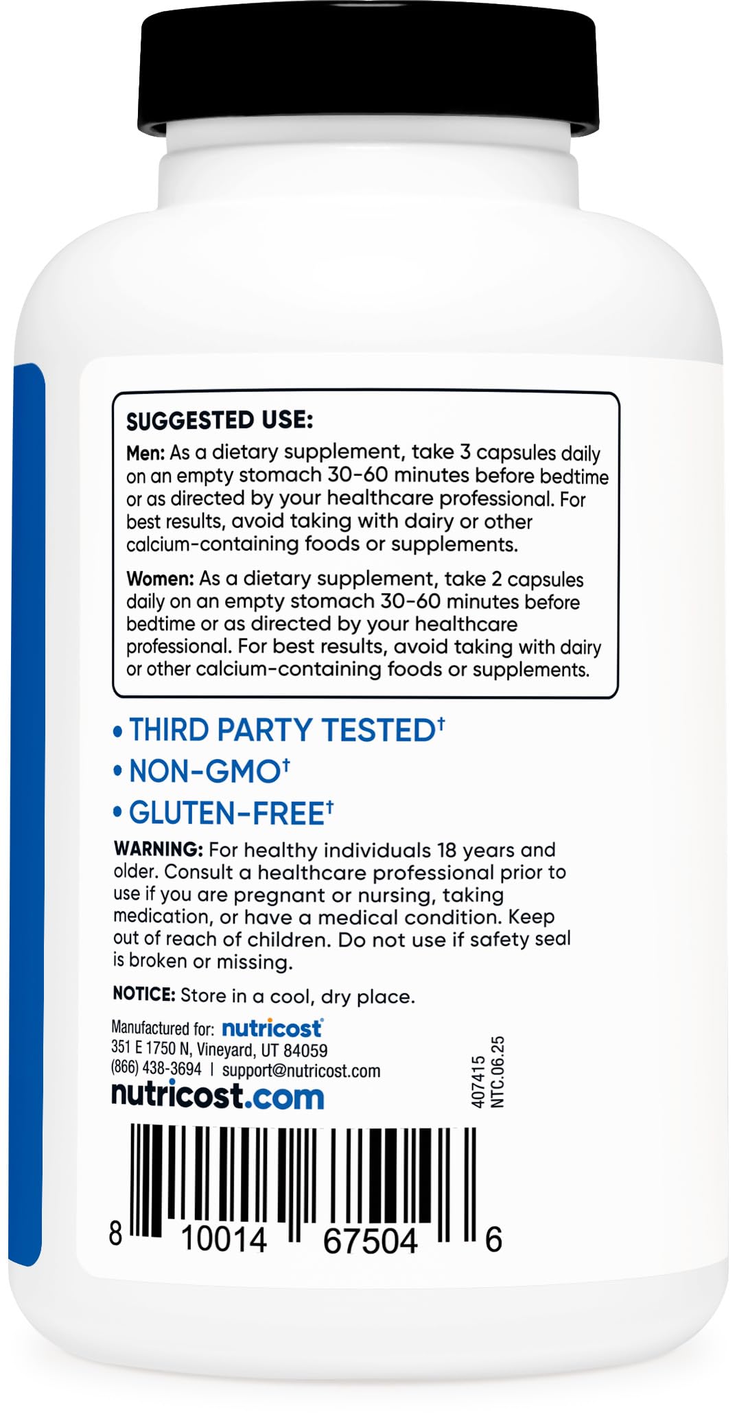 Nutricost etiqueta con certificaciones NSF y GMP visible
