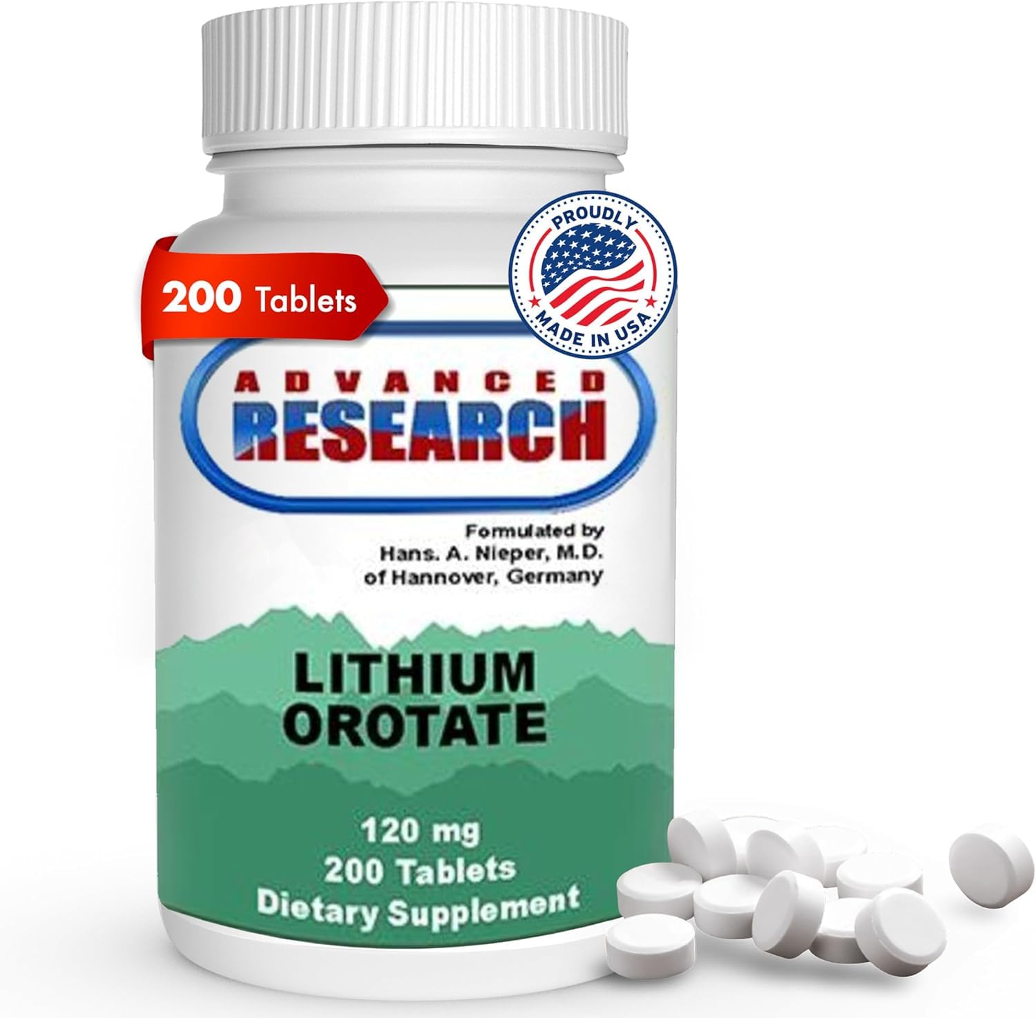 Nutrient Carriers-Advanced Research frente del envase mostrando 200 tabletas y etiqueta clara