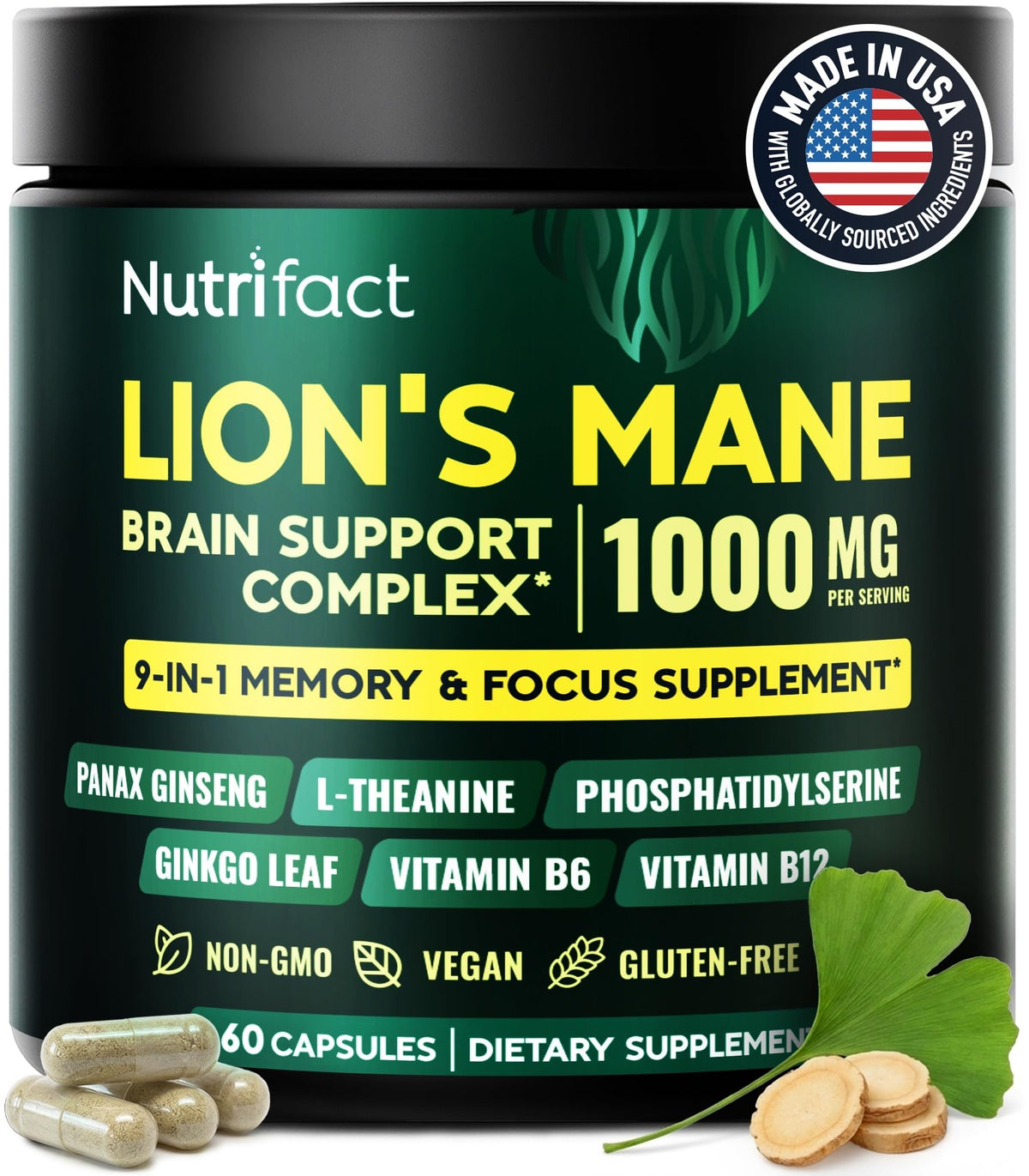 NutriFact frente del envase mostrando fórmula y beneficio de enfoque