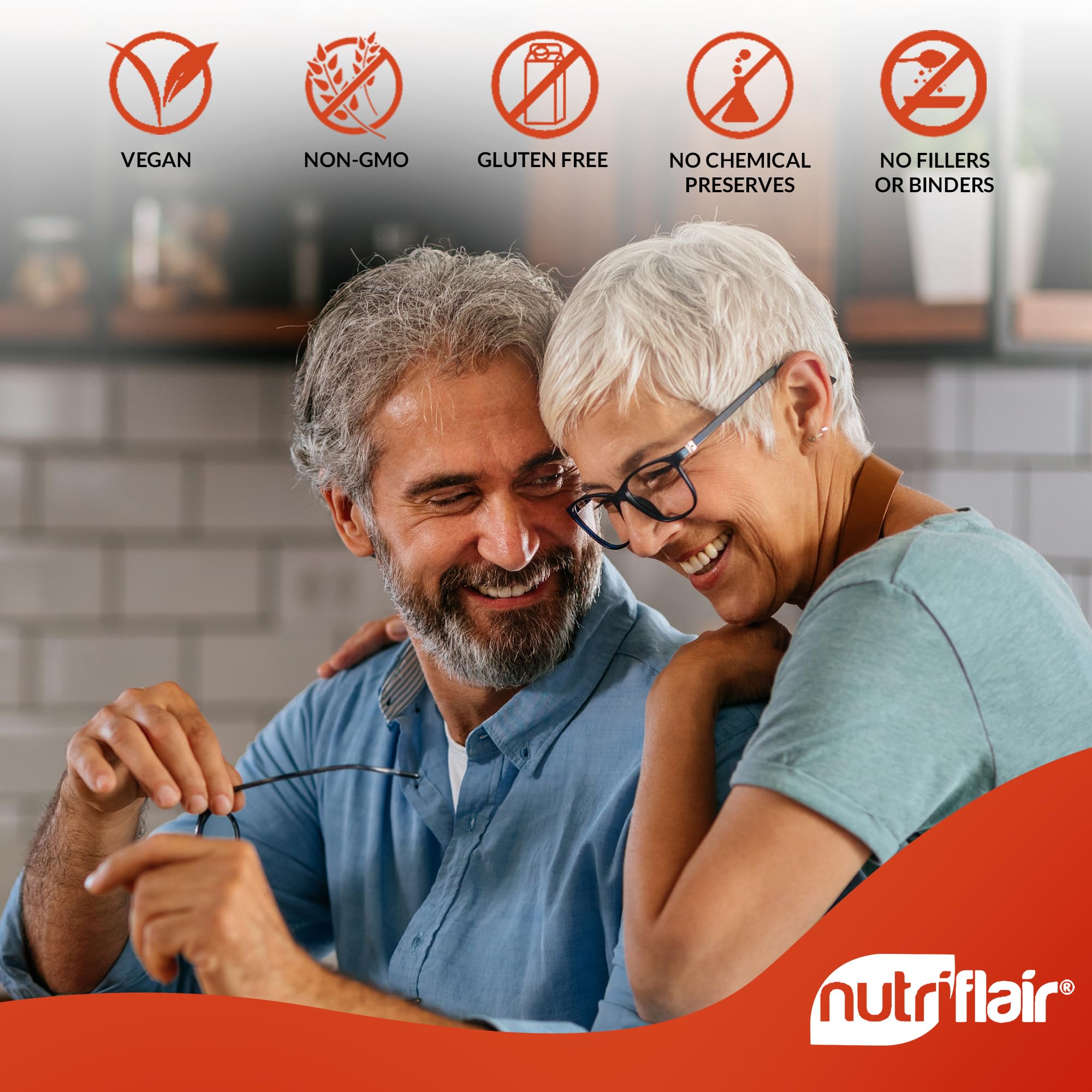 NutriFlair botella abierta con cápsulas transmite cantidad de 90 unidades