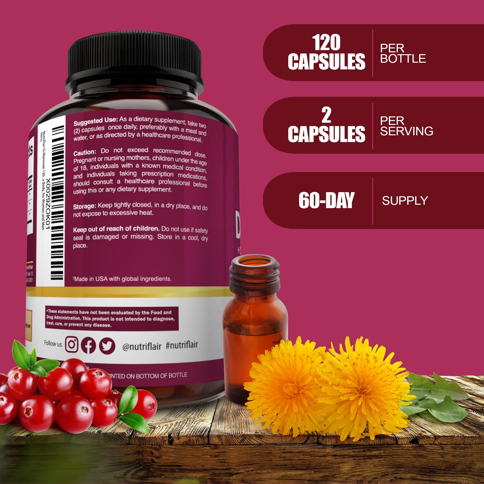 NutriFlair frasco en mano para comparar tamaño y portabilidad del envase
