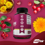 NutriFlair suplemento junto a teléfono y vaso de agua en mesa para uso diario