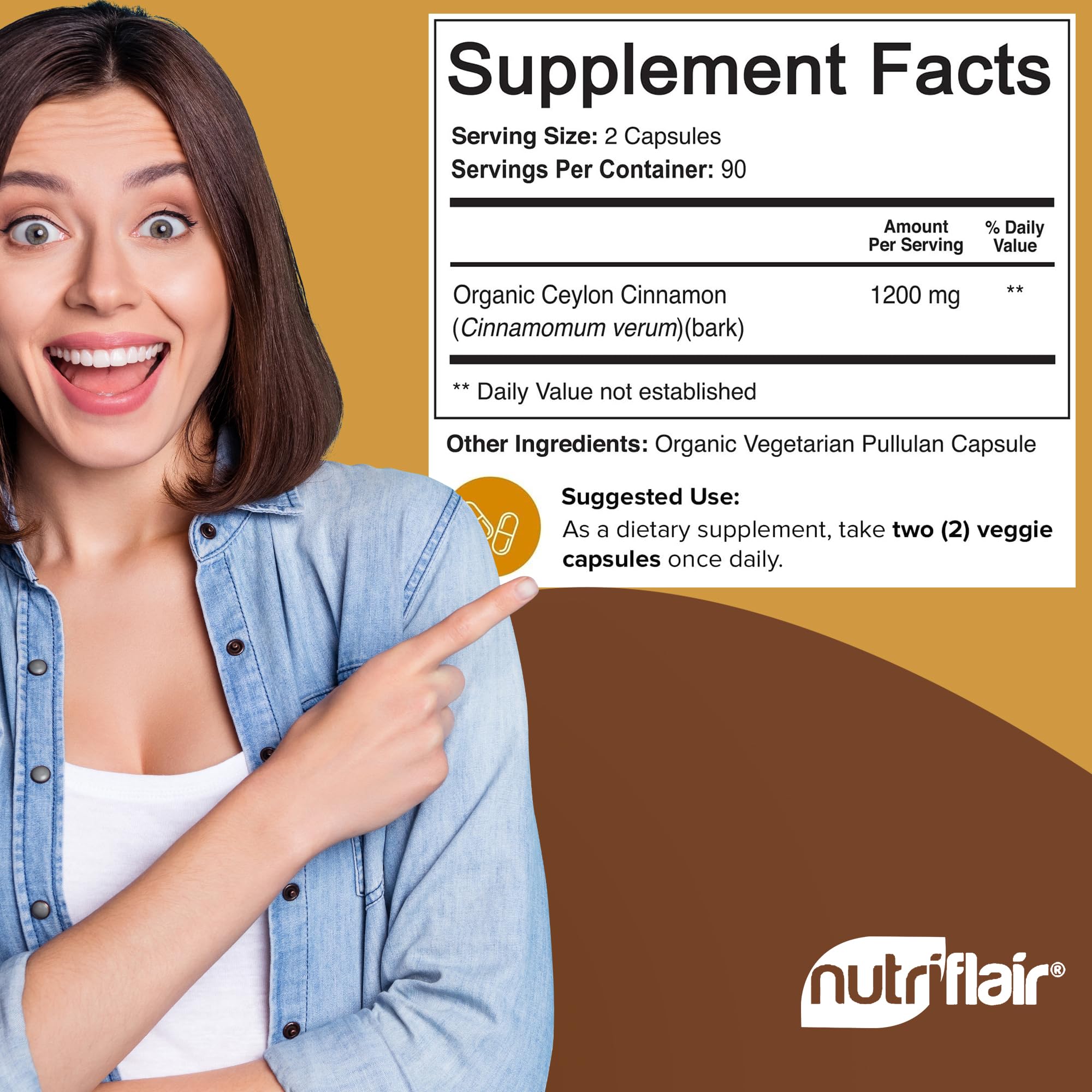 NutriFlair canela de Ceilán en rama y polvo indicando origen Sri Lanka