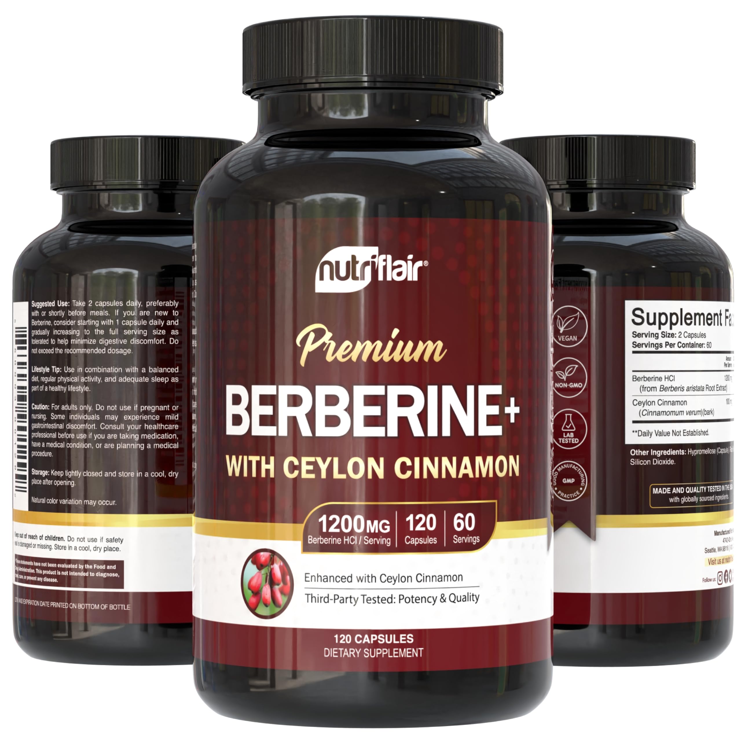 NutriFlair raíces de Berberis y canela de Ceilán como ingredientes