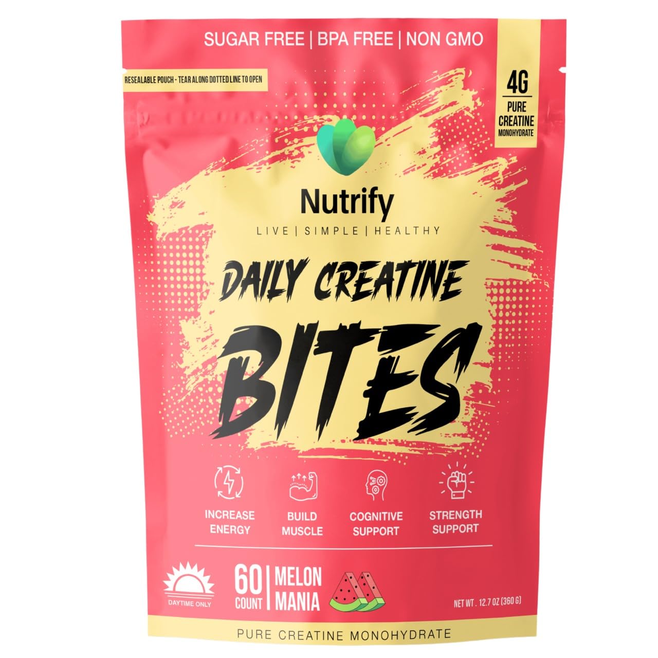 Nutrify frente del envase mostrando 60 gomitas y ventaja de conveniencia