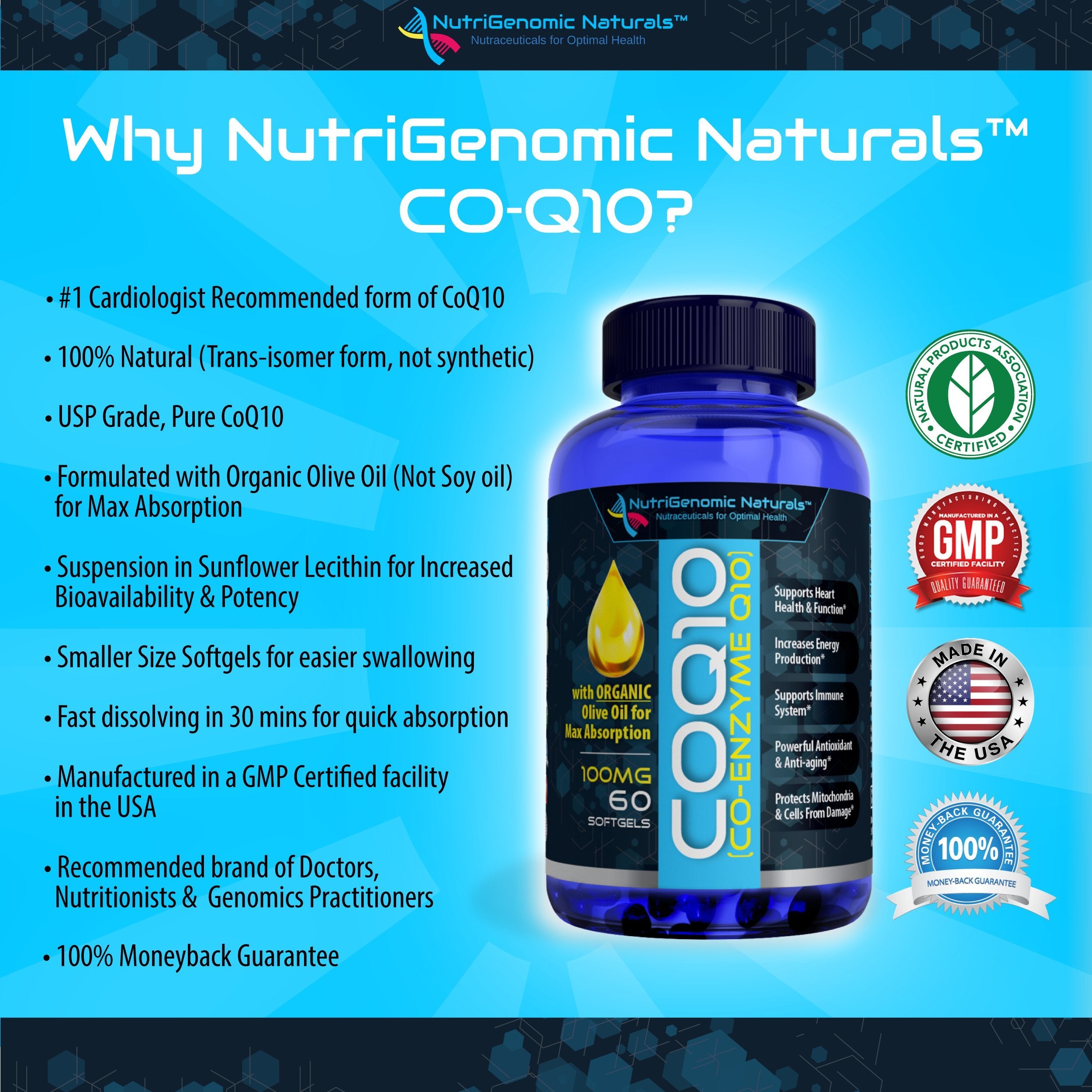 NutriGenomic Naturals aceite de oliva orgánico usado para mejor absorción