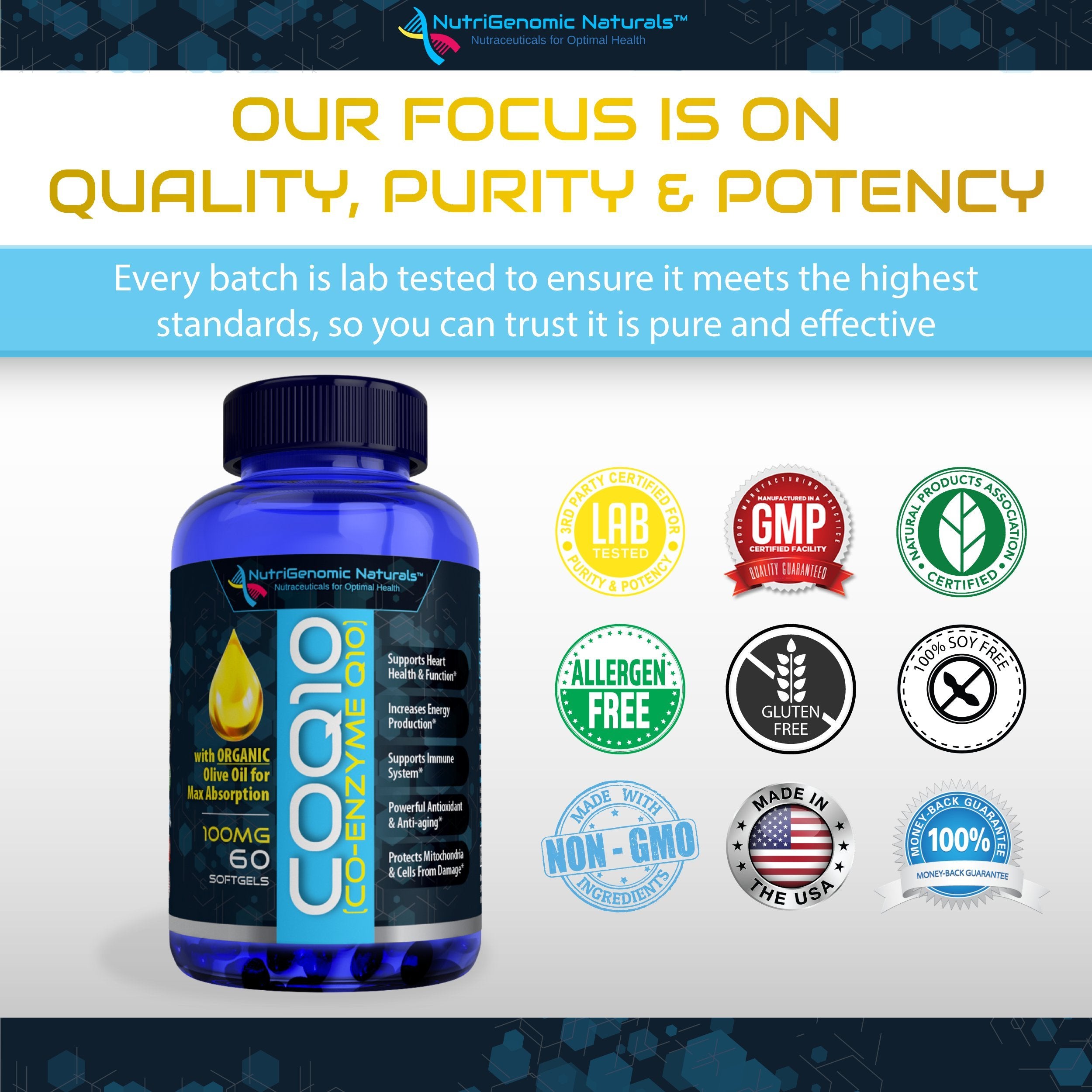 NutriGenomic Naturals etiqueta con ingredientes y certificaciones claras