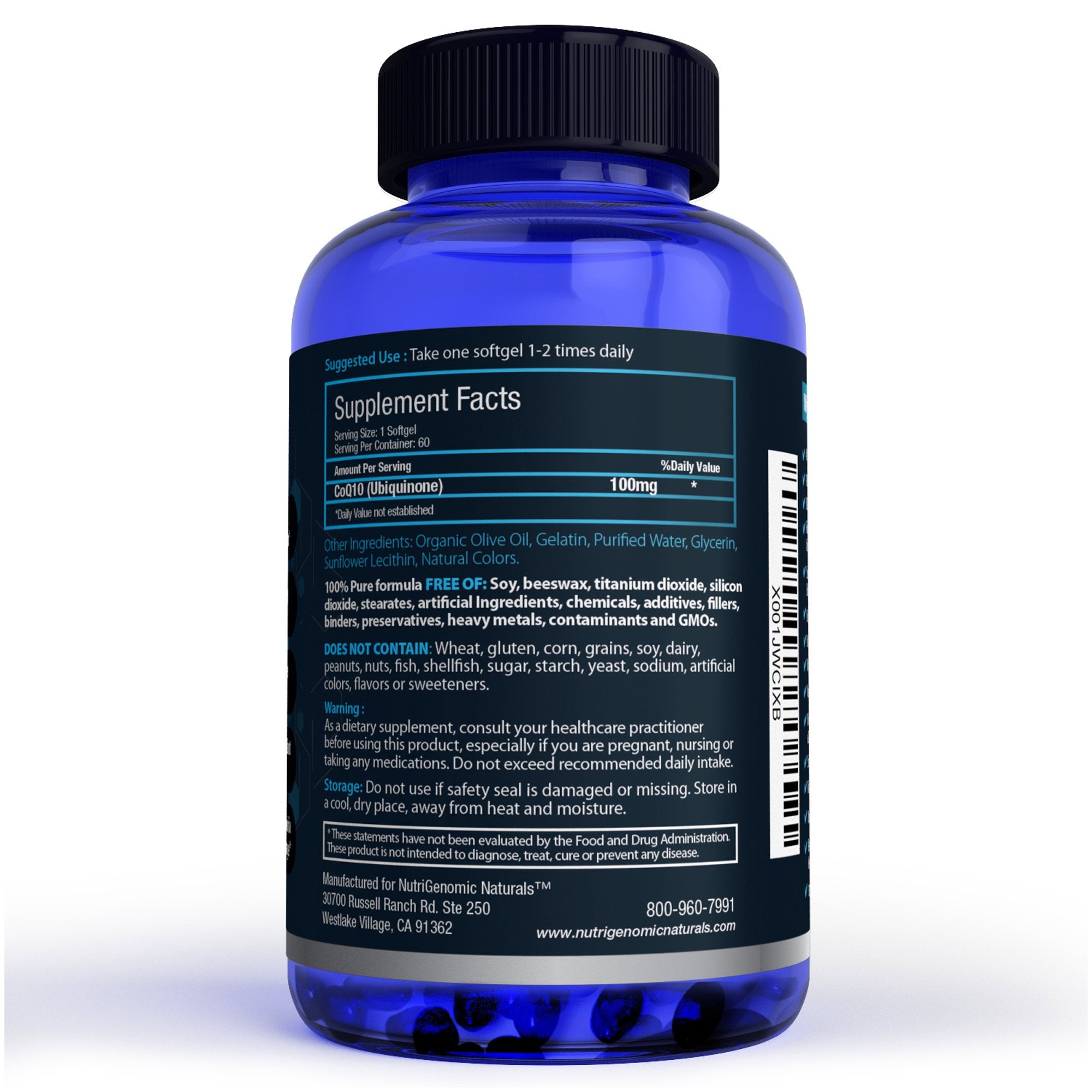 NutriGenomic Naturals close-up de softgel mostrando textura y pureza